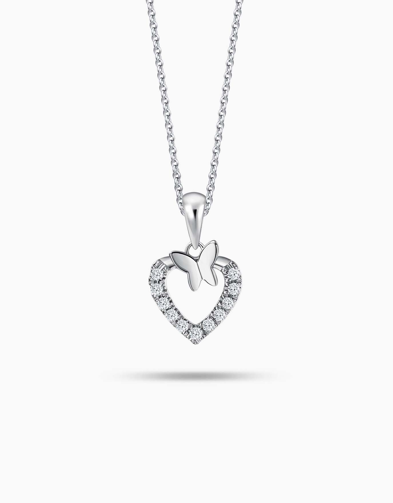 White gold and hot sale diamond heart necklace