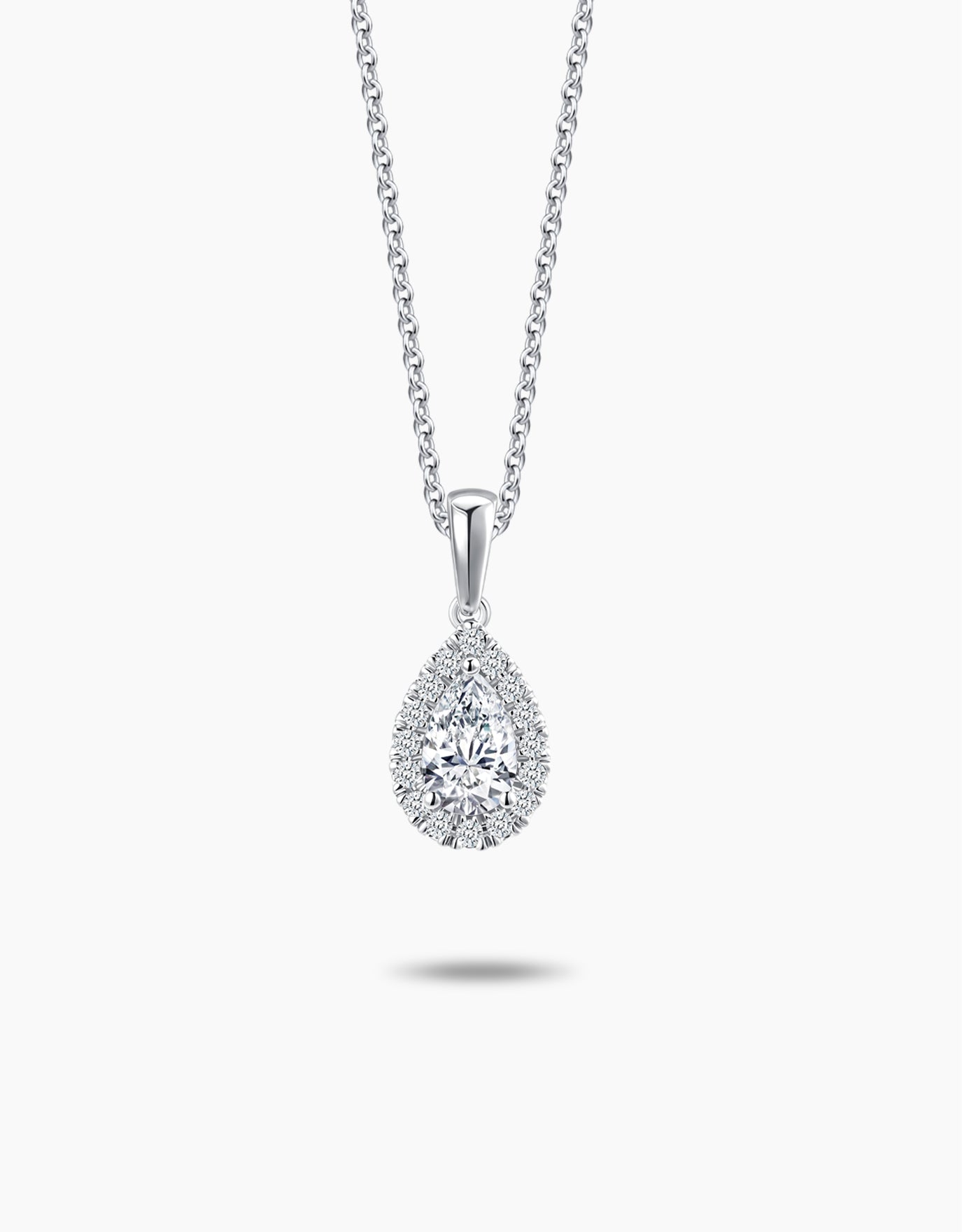LVC Charmes Pear Halo Diamond Pendant