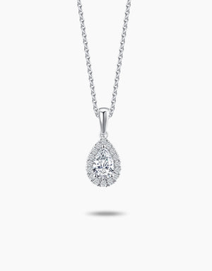 LVC Charmes Pear Halo Diamond Pendant