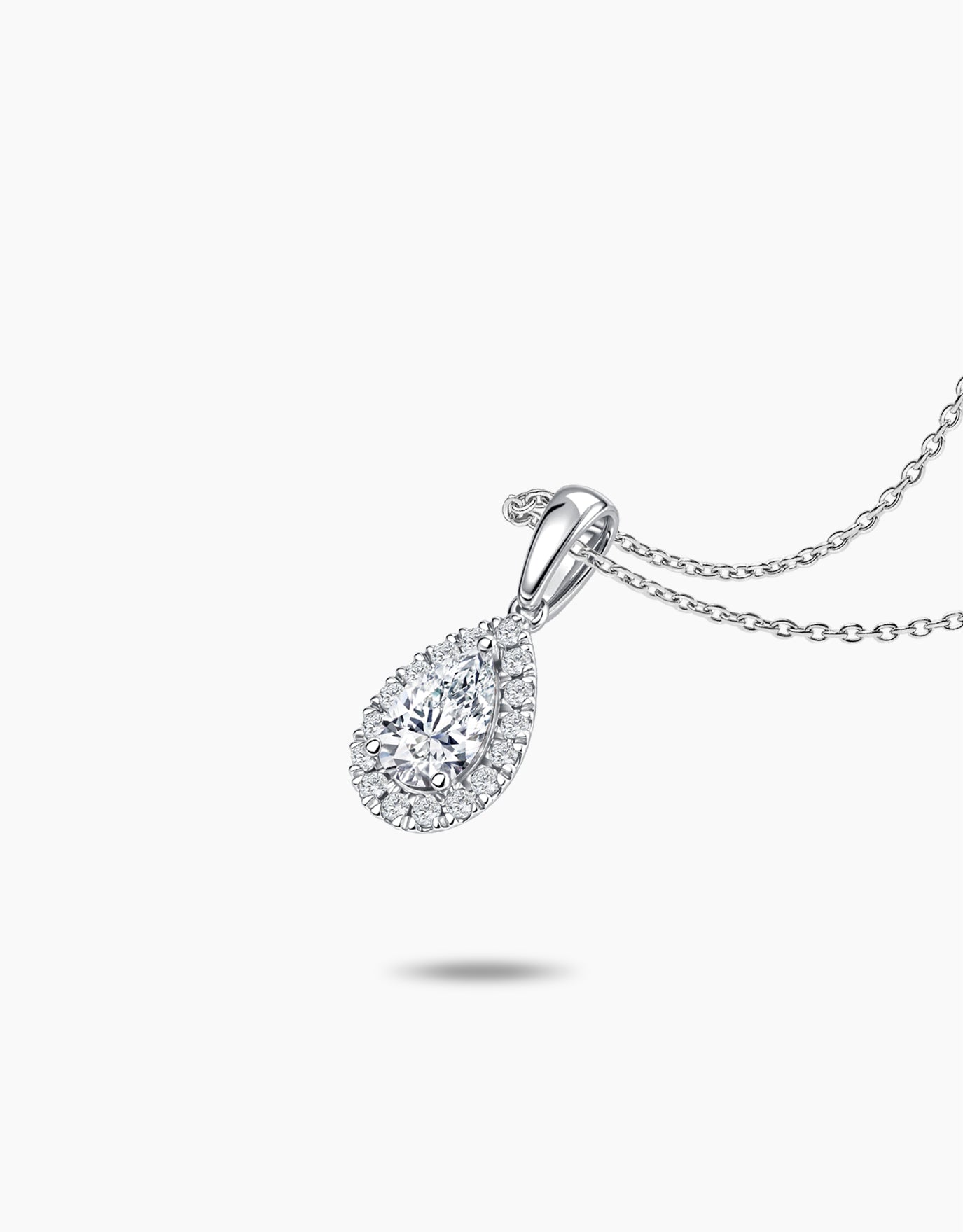 LVC Charmes Pear Halo Diamond Pendant