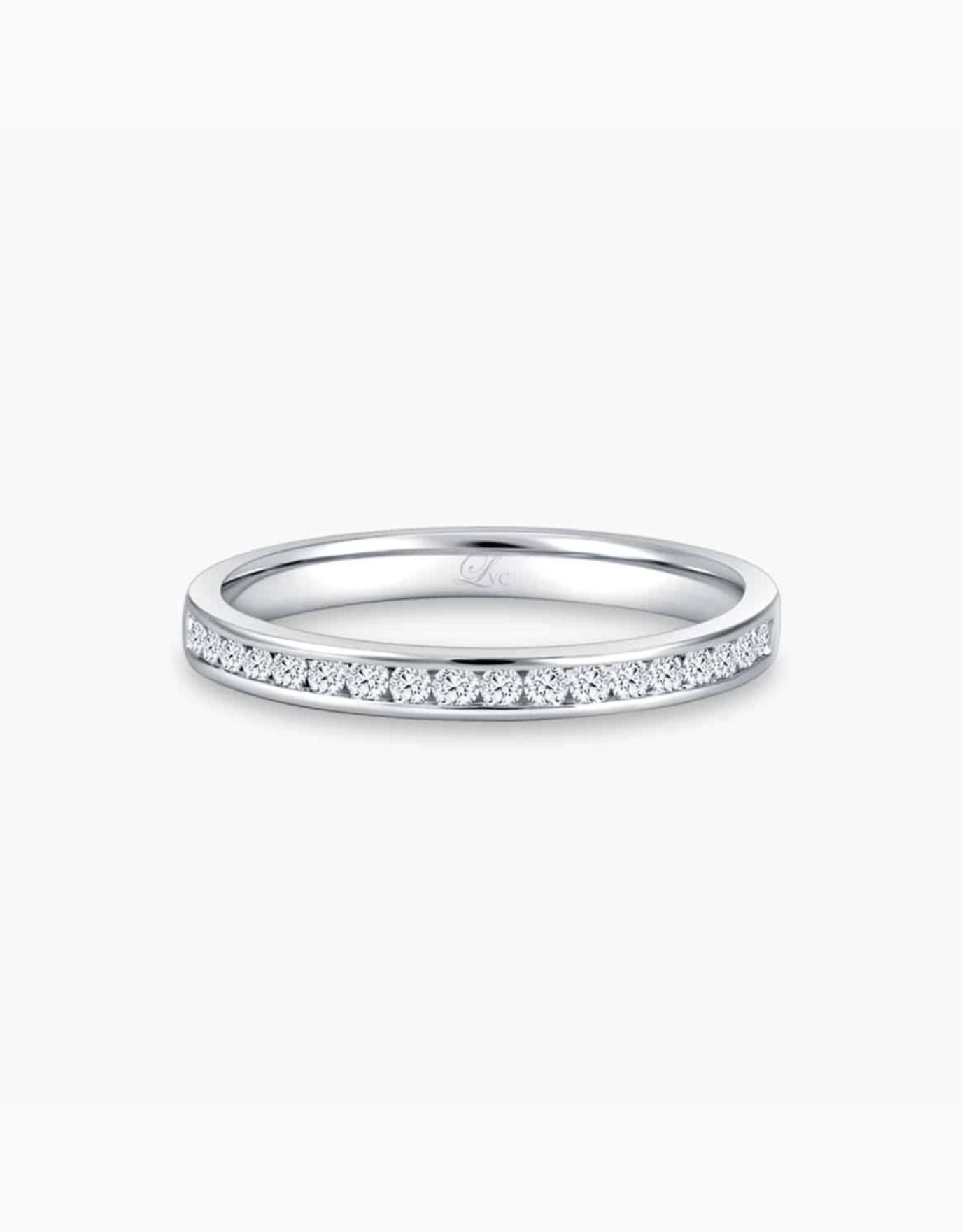 LVC Eterno Wedding Band in White Gold with Diamonds in Narrow Taper