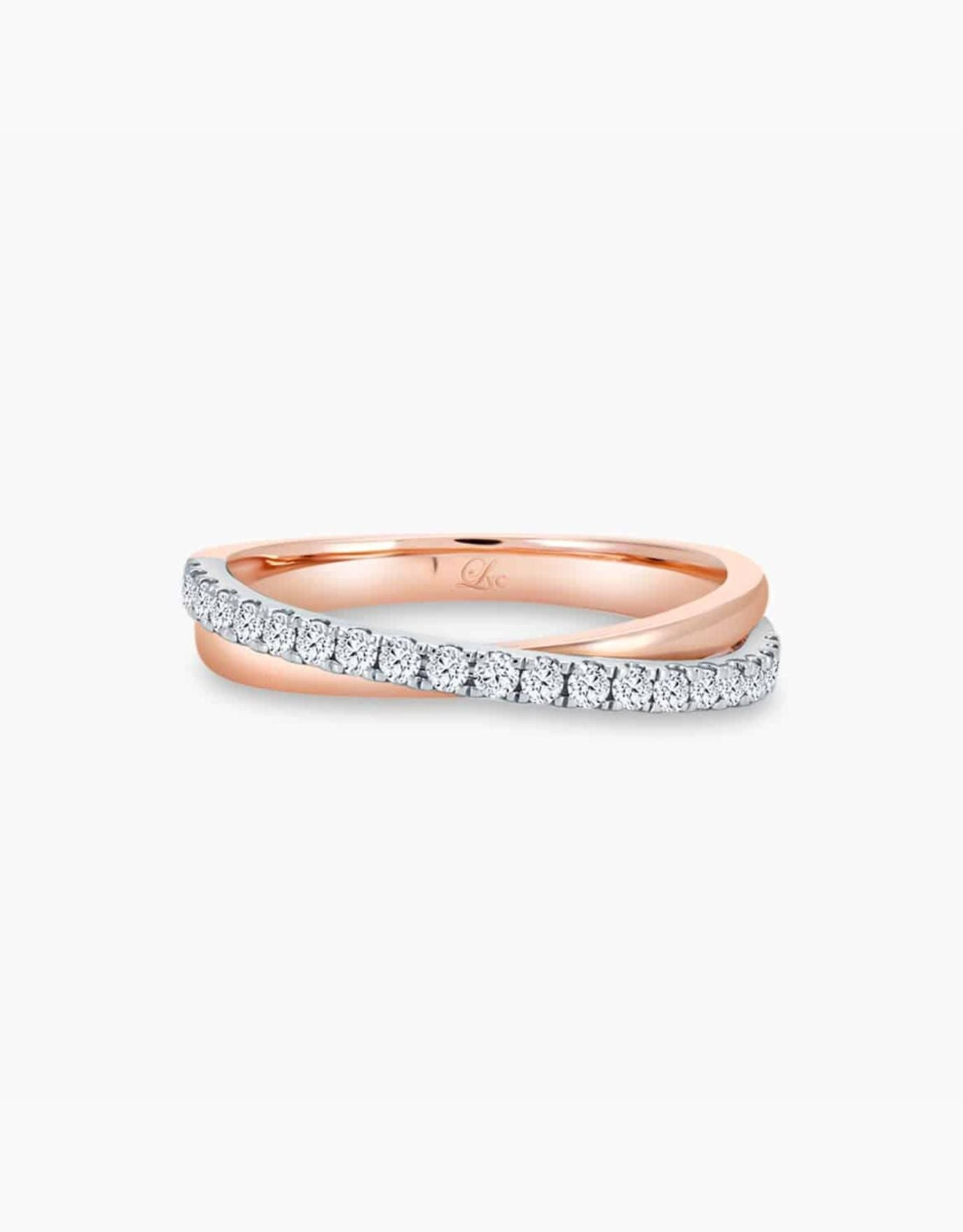 LVC Desirio Duet Wedding Band in Rose Gold and a Band of Diamonds