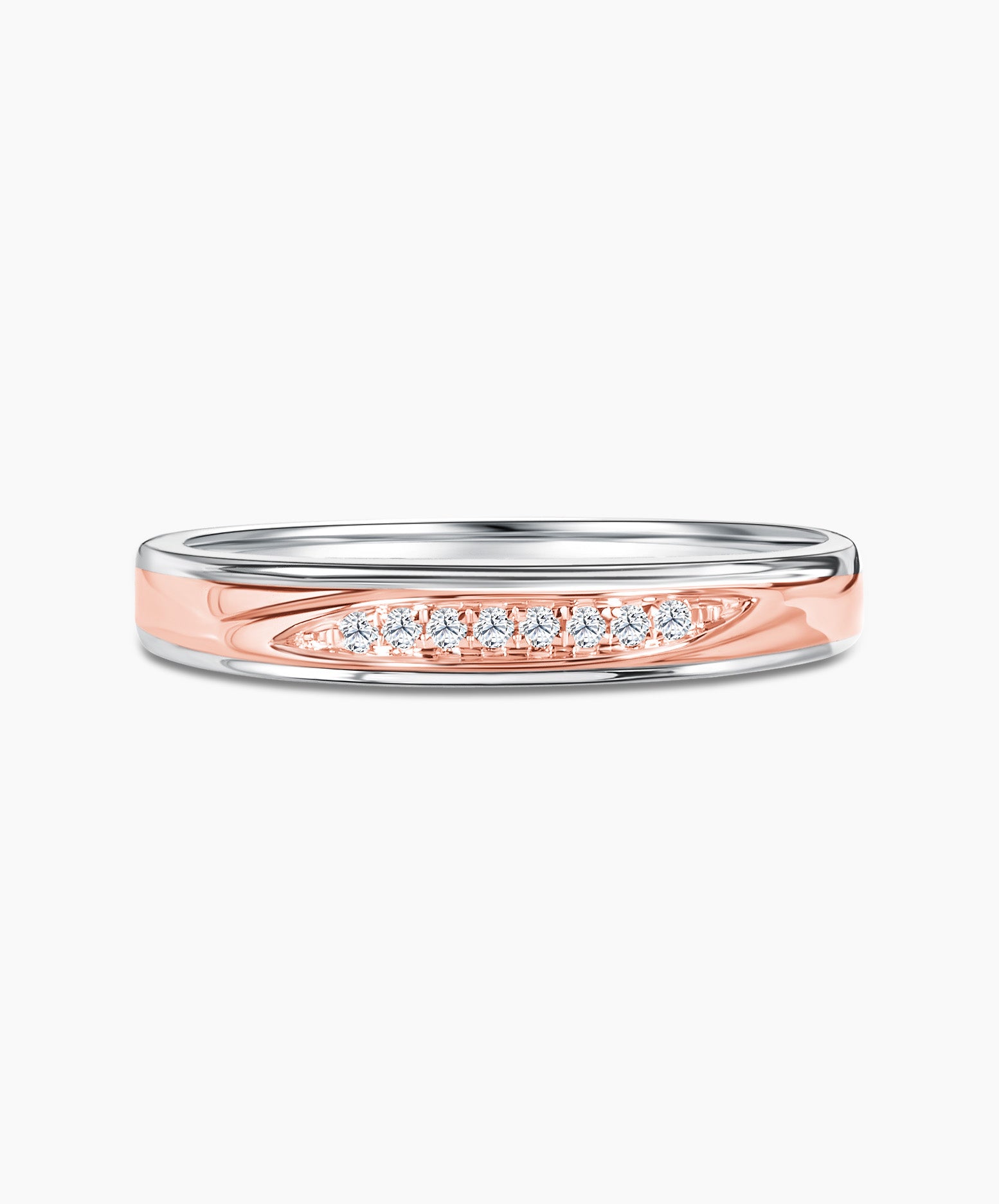 LVC Tresor Brilliant Diamonds Wedding Band in White Gold with Rose Gold Band