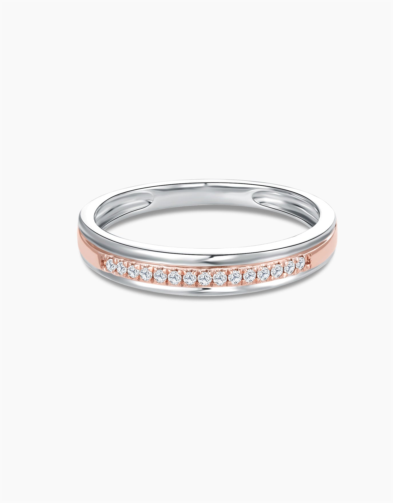 LVC Tresor Polished Diamond Duo Tone Wedding Band