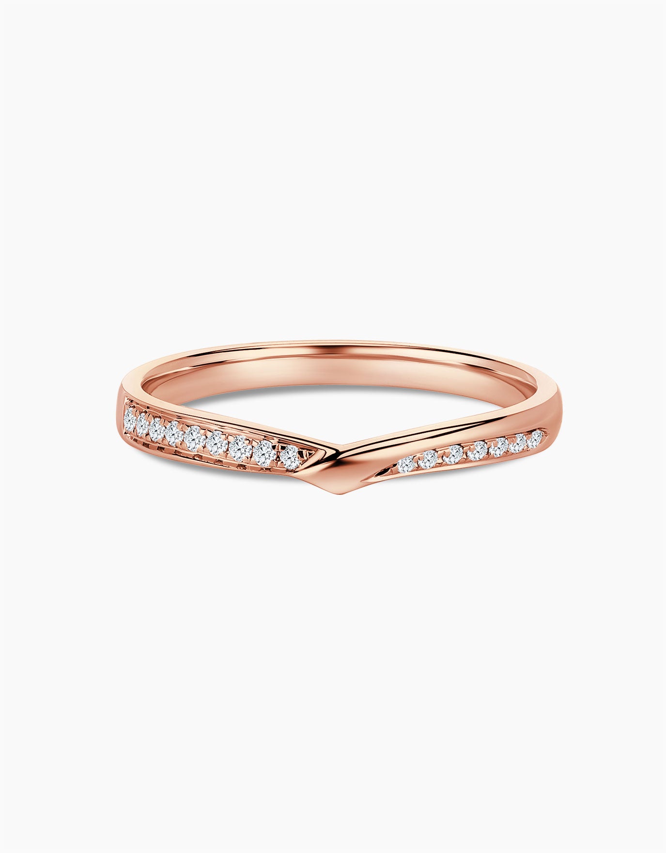 LVC Perfection V-Contour Wedding Band in Rose Gold with Diamonds