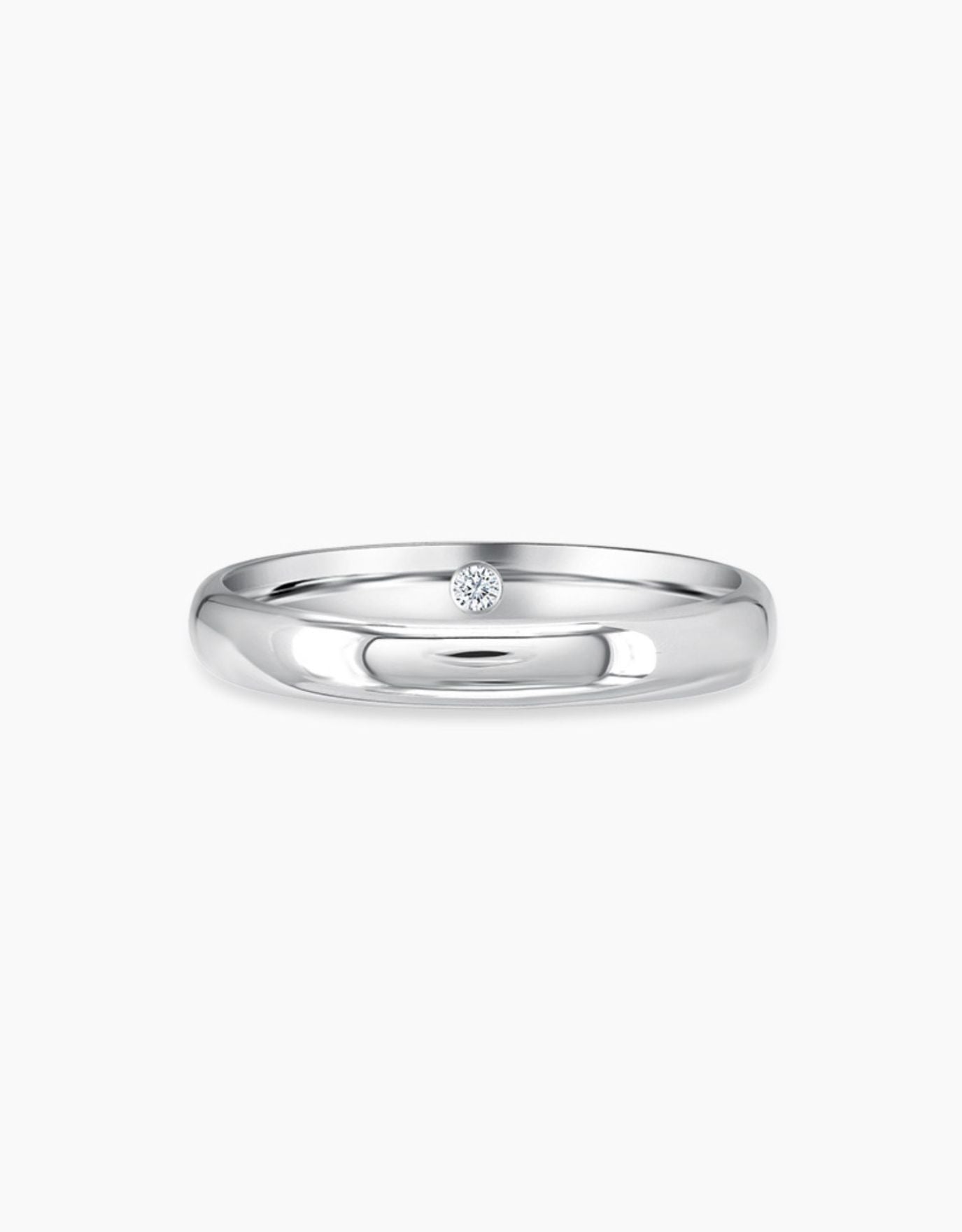 LVC Classique Wedding Band in White Gold with an Inner Diamond