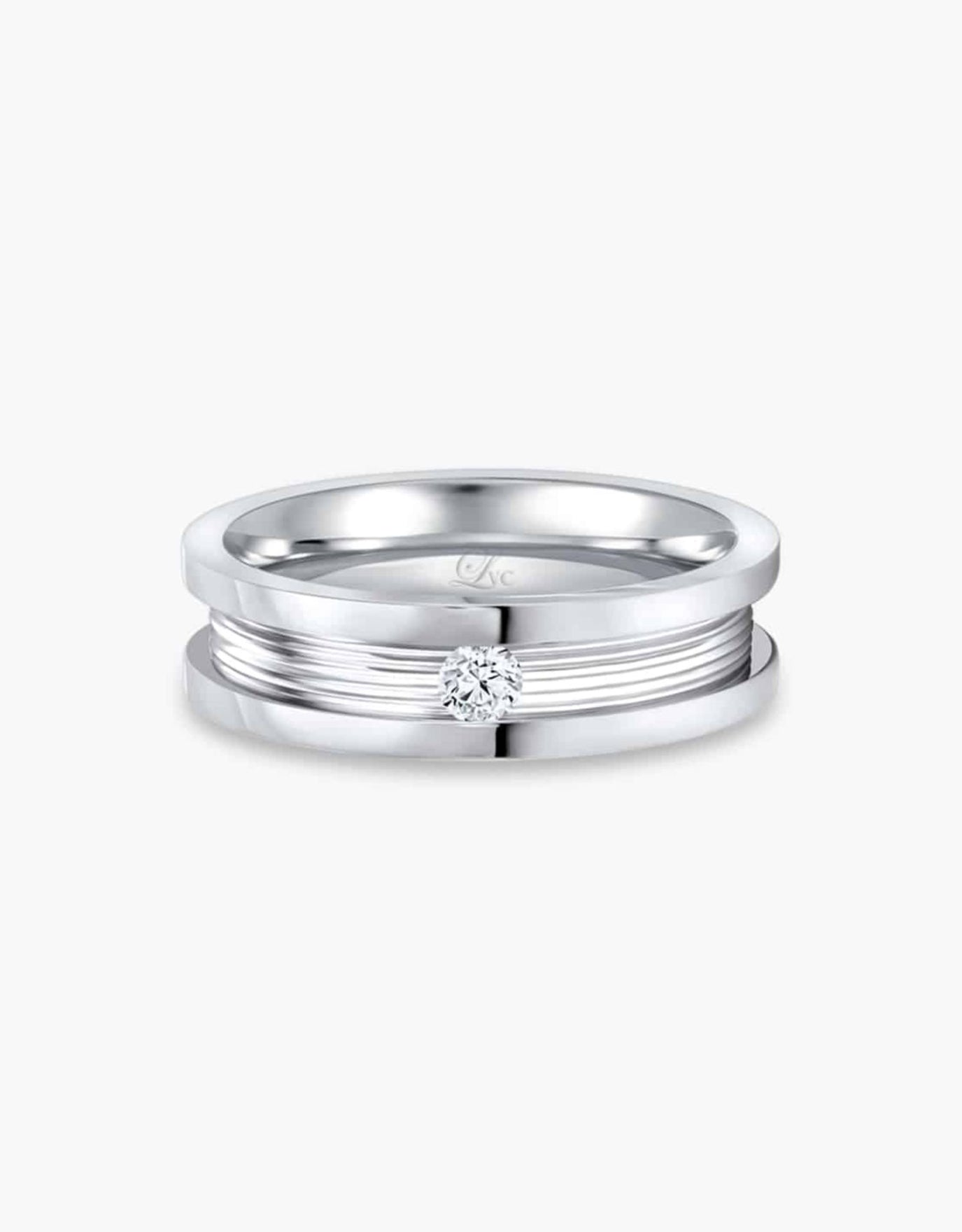 LVC Promise One Wedding Band with Center Diamond Solitaire