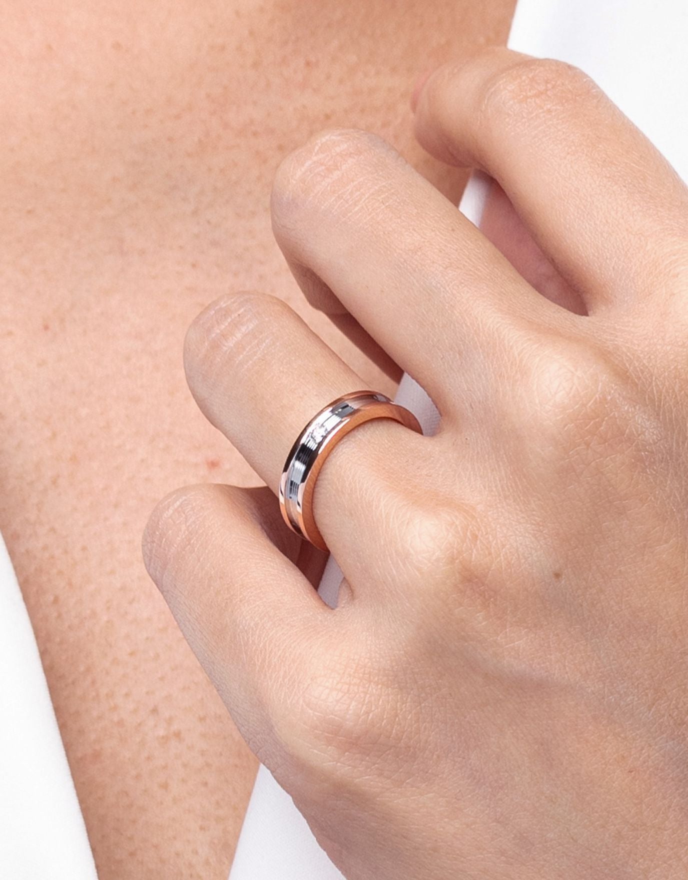 LVC Promise One Wedding Band with Center Diamond Solitaire