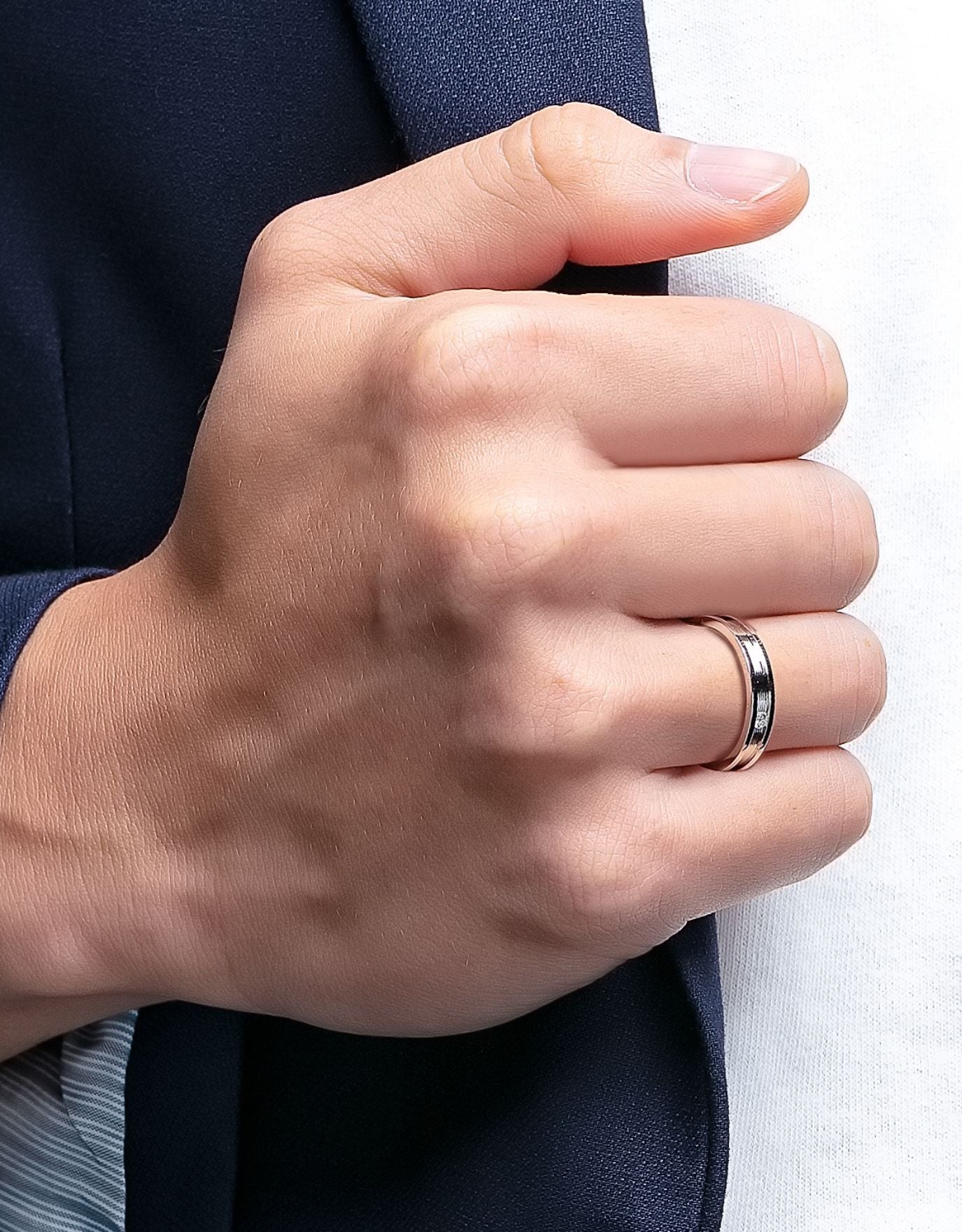 LVC Promise One Wedding Band with Center Diamond Solitaire