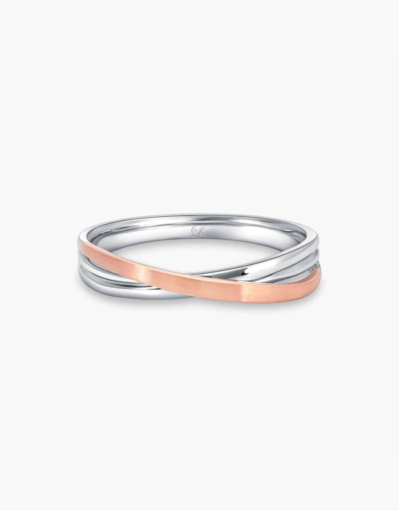 LVC Desirio Cross Wedding Band in White Gold with Matte Finish