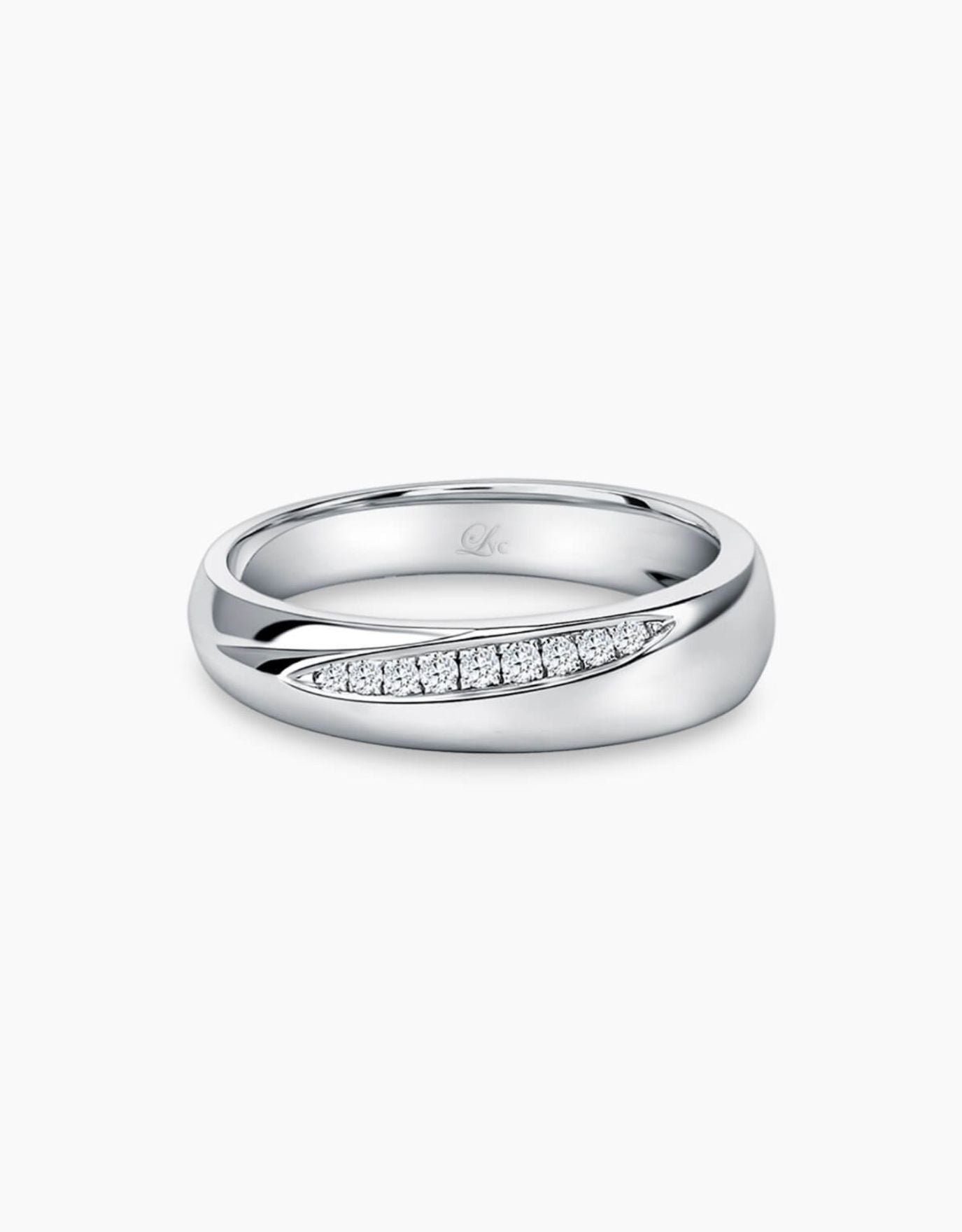LVC Purete Trust Wedding Band with Diamonds Inlay in Platinum