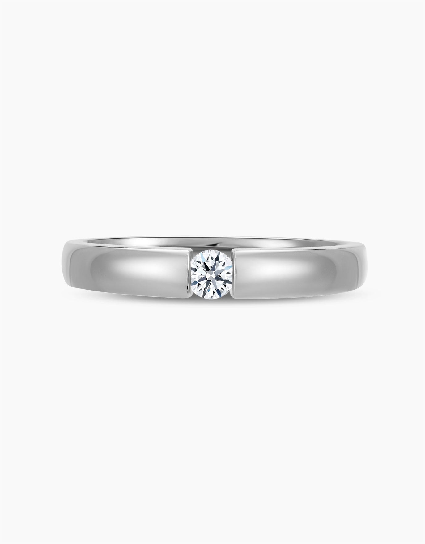 LVC Desirio Solitaire Promise Wedding Band in White Gold with Single Diamond