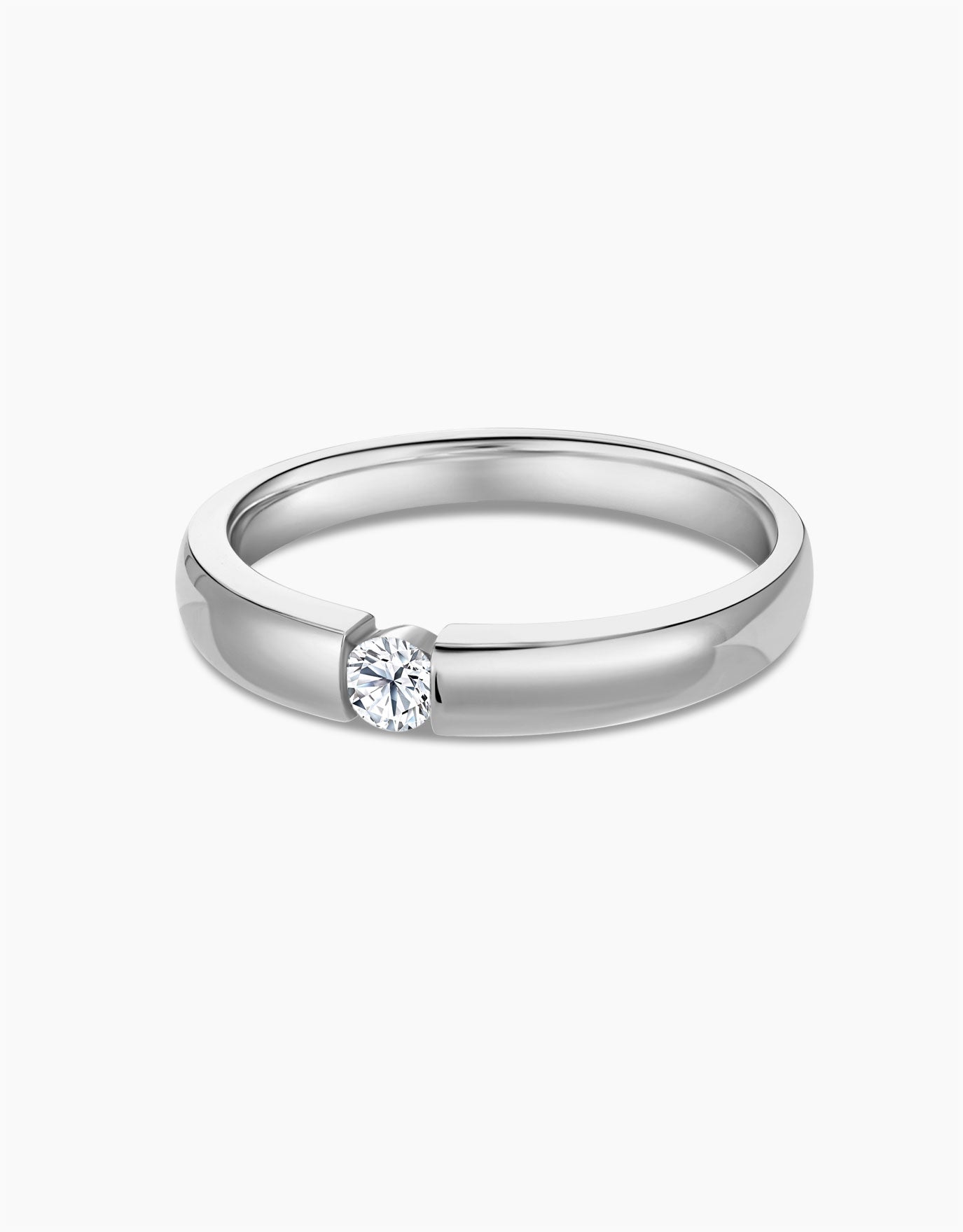 LVC Desirio Solitaire Promise Wedding Band in White Gold with Single Diamond