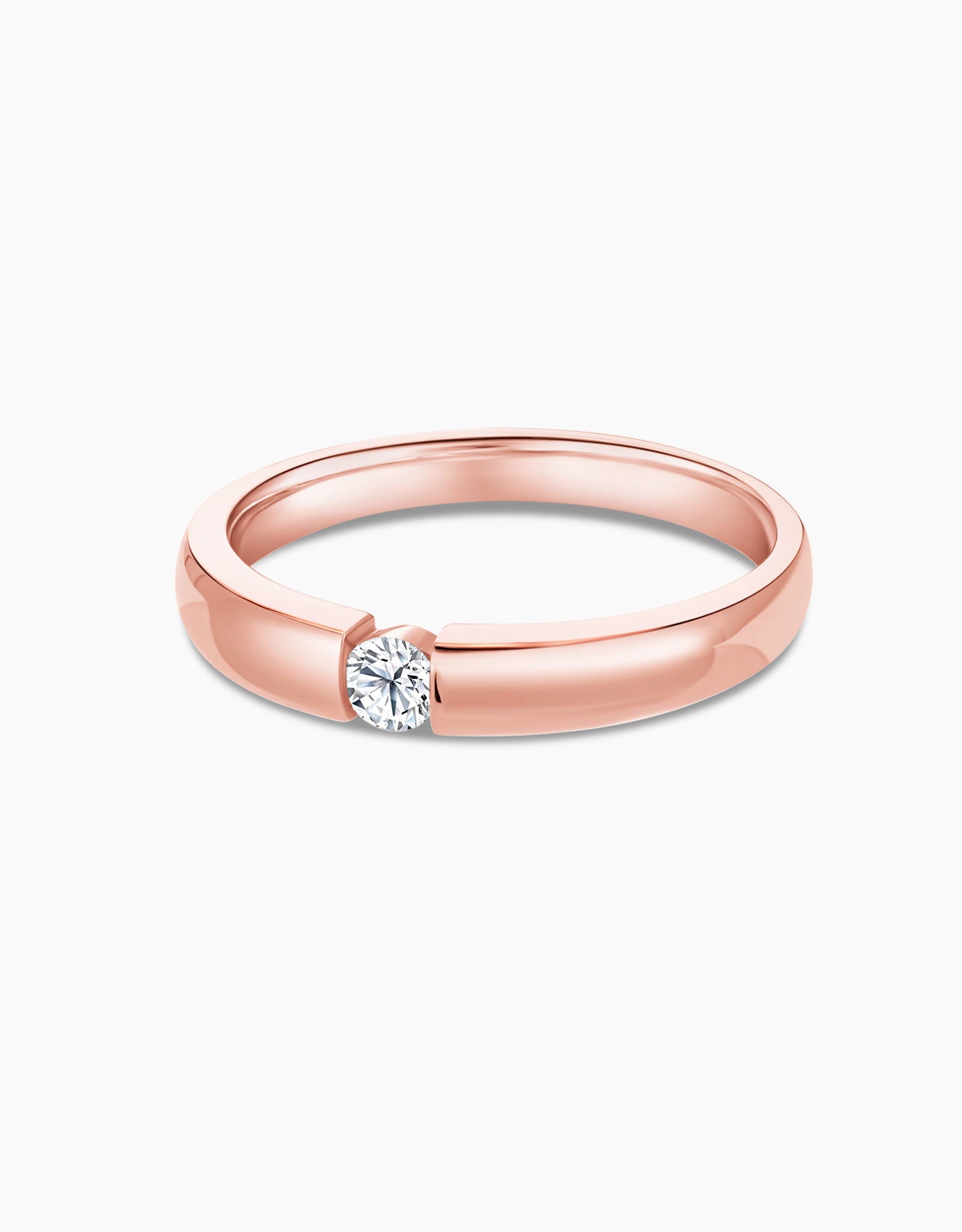 LVC Desirio Solitaire Promise Wedding Band in Rose Gold with Single Diamond