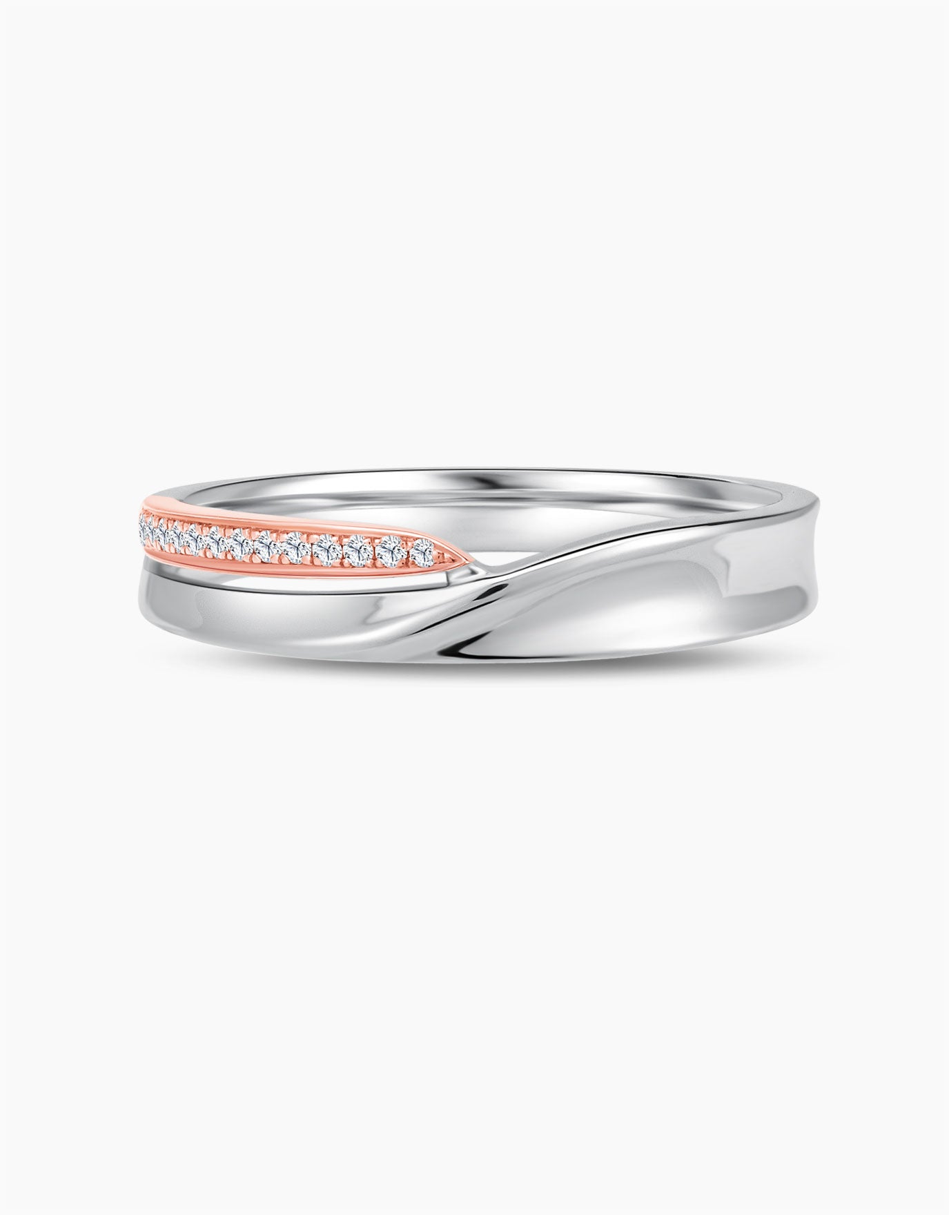 LVC Desirio Twinkling Path Wedding Band in White and Rose Gold with Brilliant Diamonds