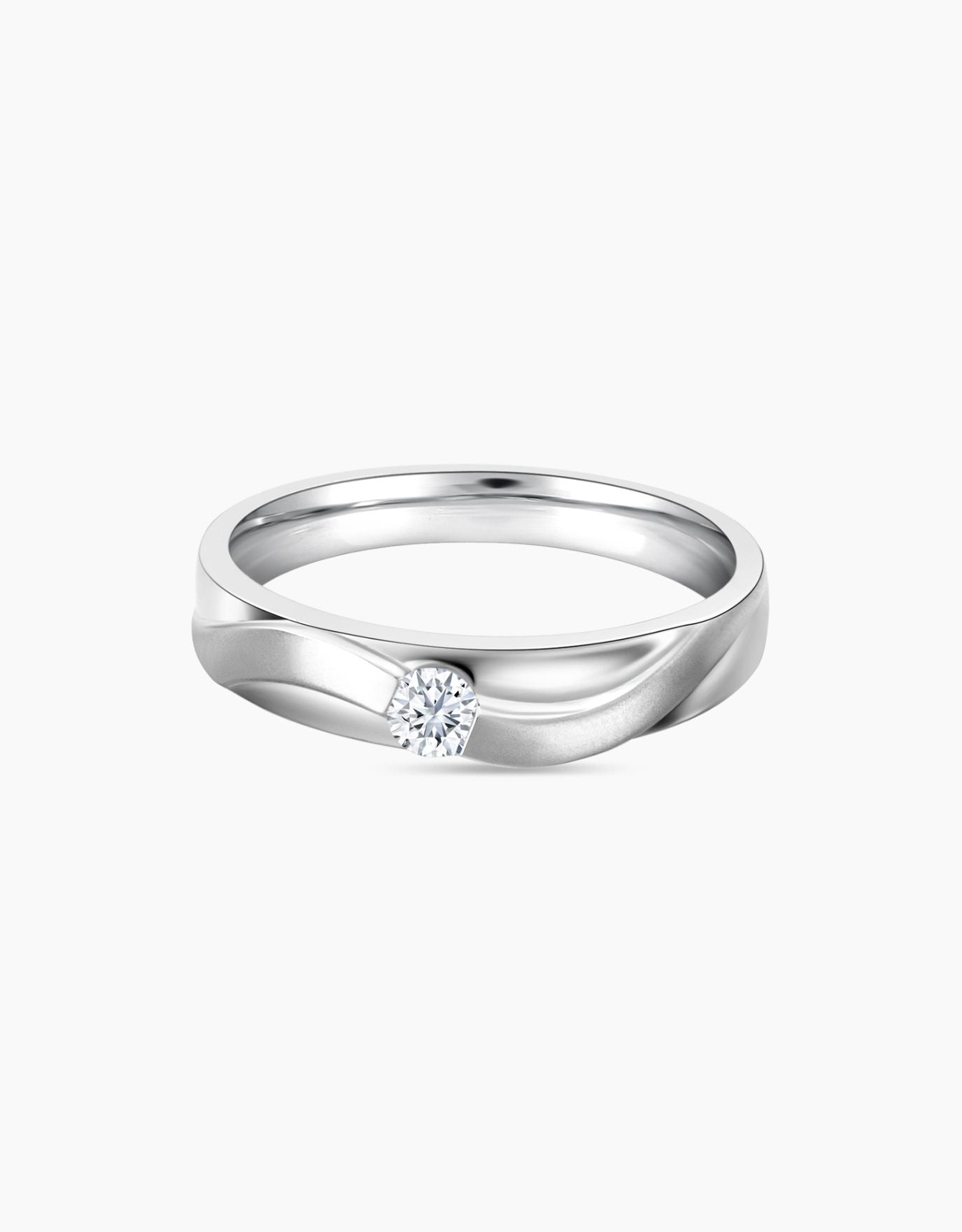 LVC Desirio Curved Wedding Band with Single Diamond