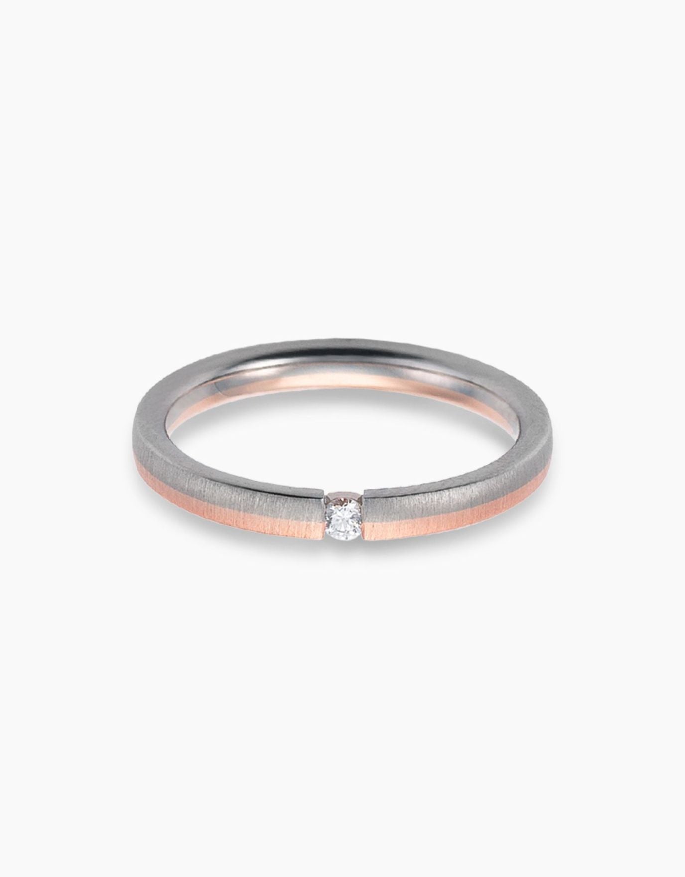 LVC Soleil Mirage Wedding Band in White and Rose Gold with Diamonds