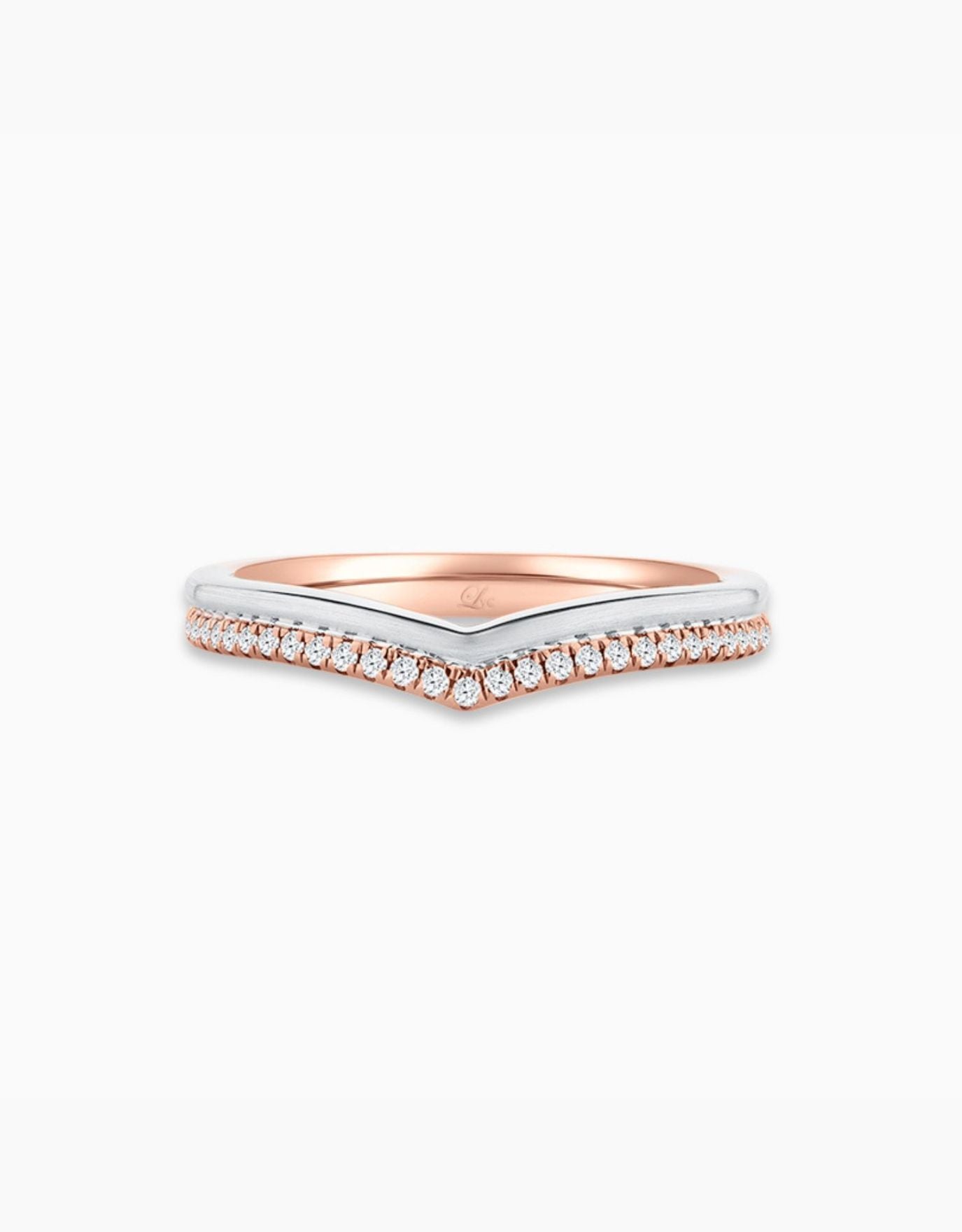 LVC Perfection Amour Wedding Band in Duo Tones with Diamonds