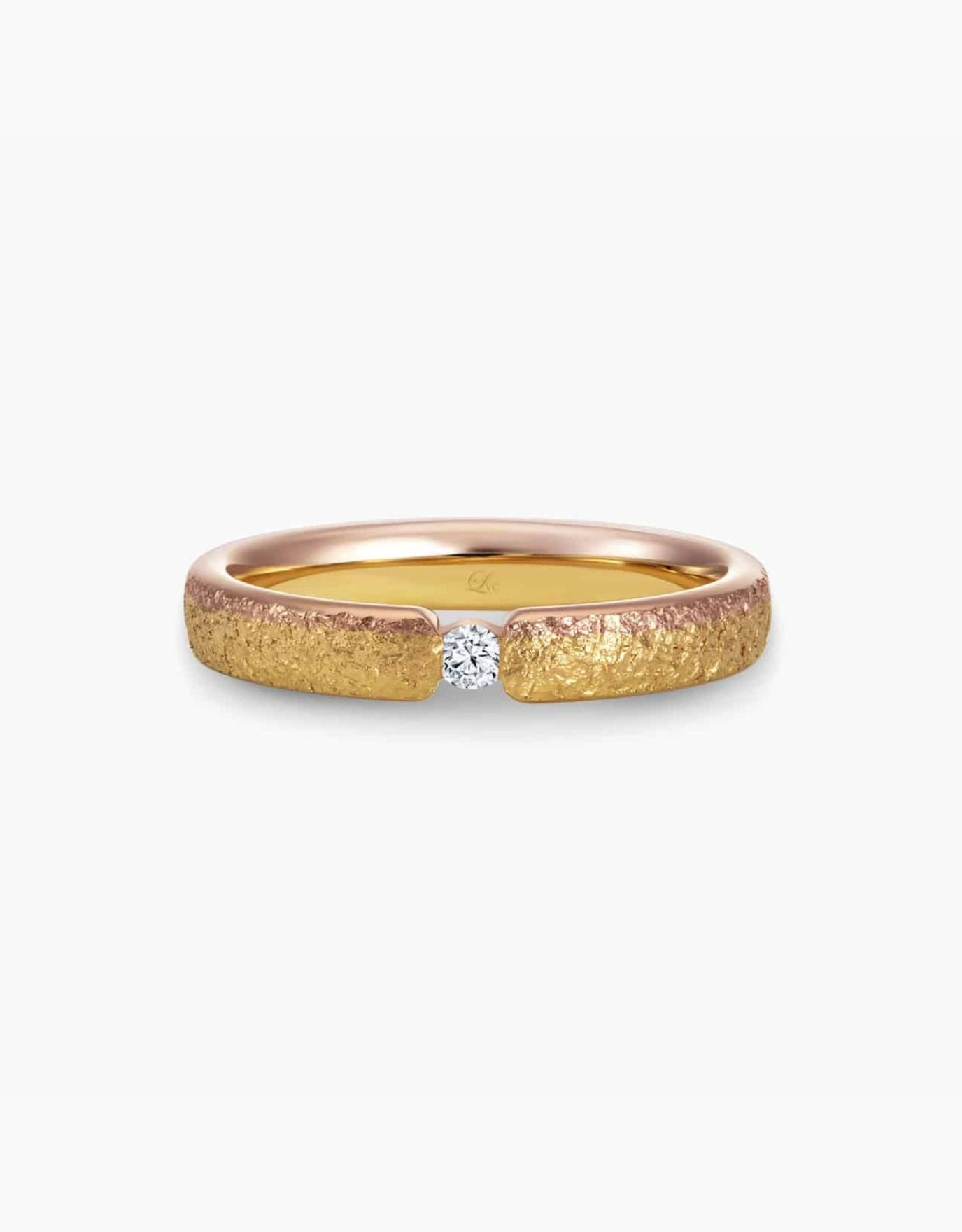LVC Soleil Apollo Wedding Band in Matte Finish with Diamond in Tension Setting