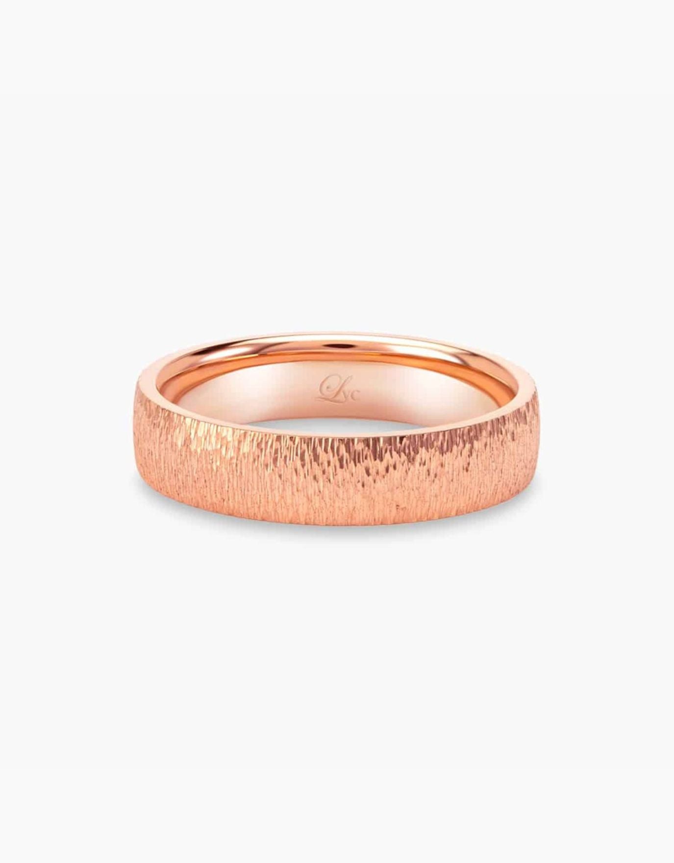 LVC Soleil Wedding Band in Rose Gold with a Hammered Finish