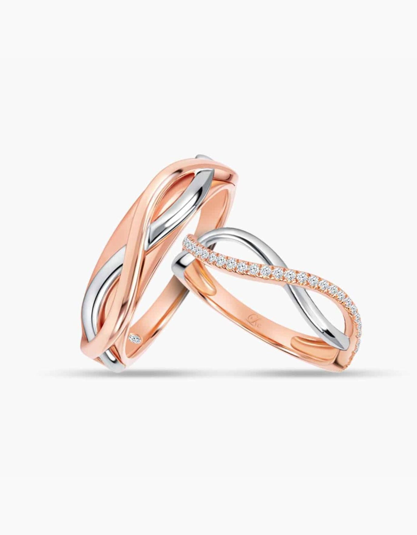 LVC Desirio Wedding Band in White Gold with Rose Gold Band Inlay with –  Love & Co.