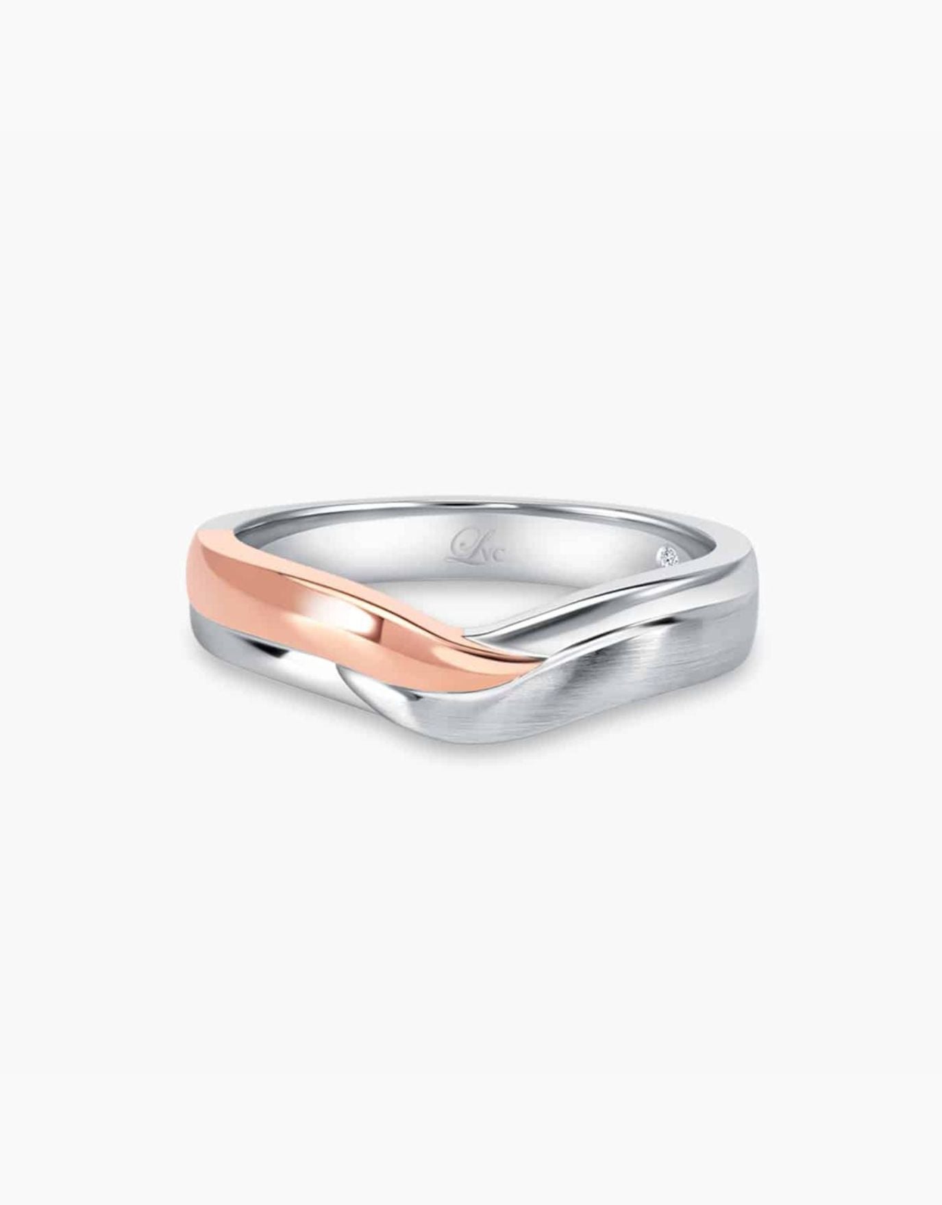 LVC Perfection Hope Wedding Band in White and Rose Gold