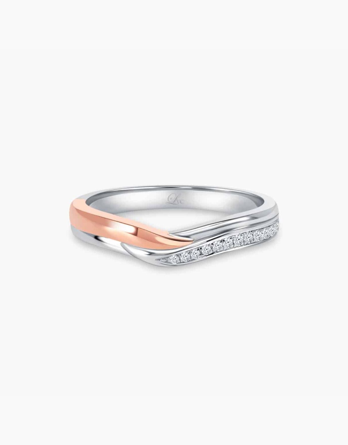LVC Perfection Hope Wedding Band in White and Rose Gold with Diamonds