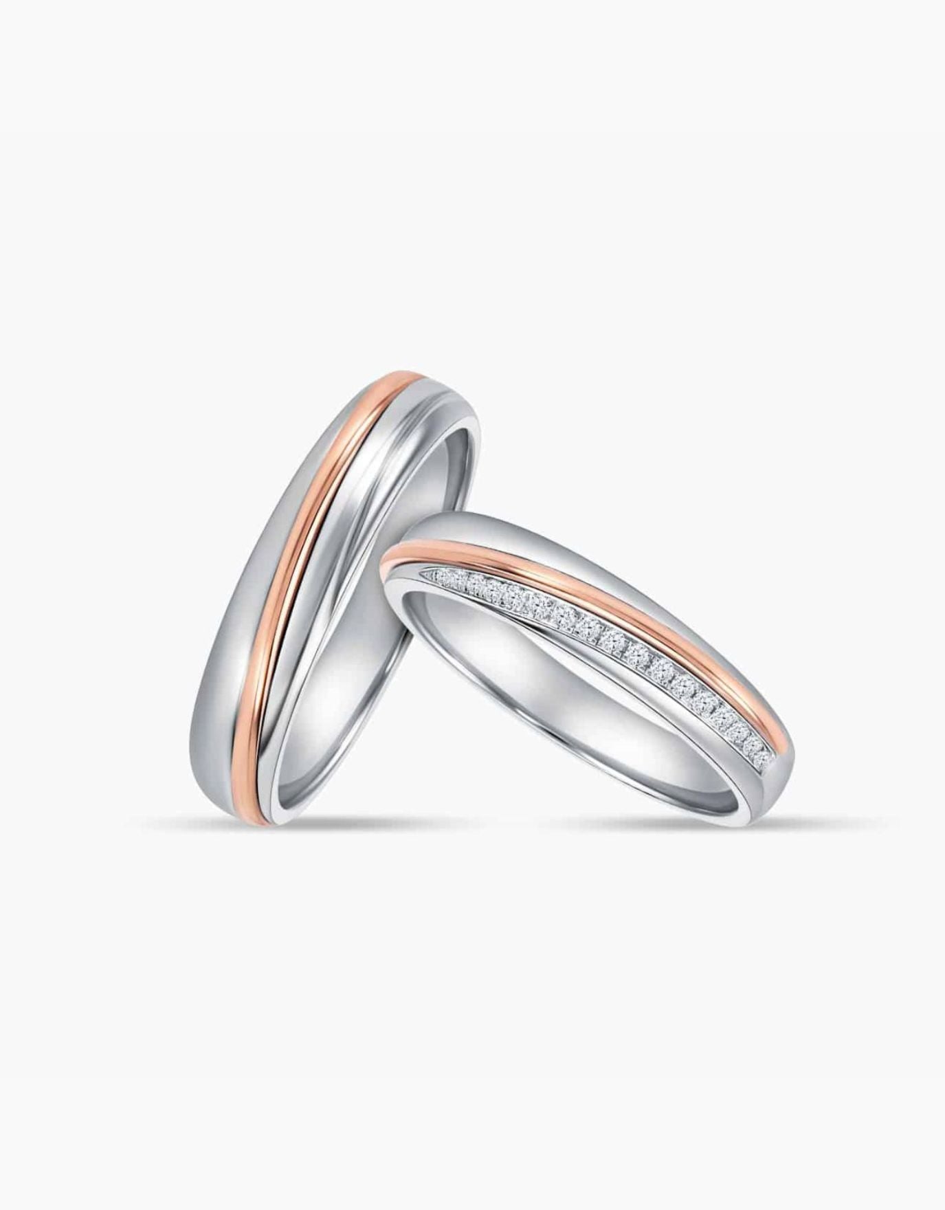 LVC Desirio Allure Wedding Band in White and Rose Gold with an Inner Diamond