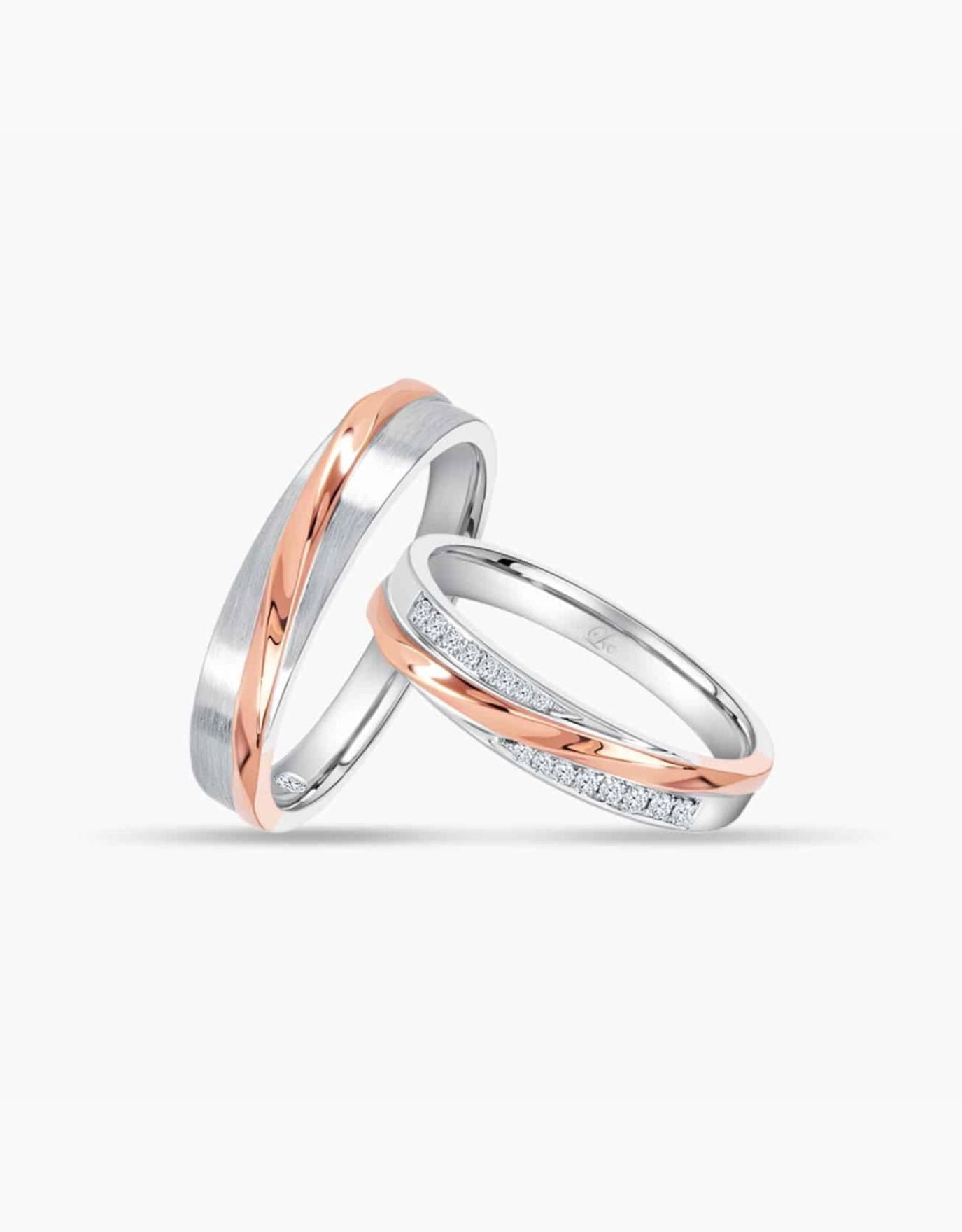 LVC Desirio Allure Wedding Band in White and Rose Gold with Brilliant Diamonds