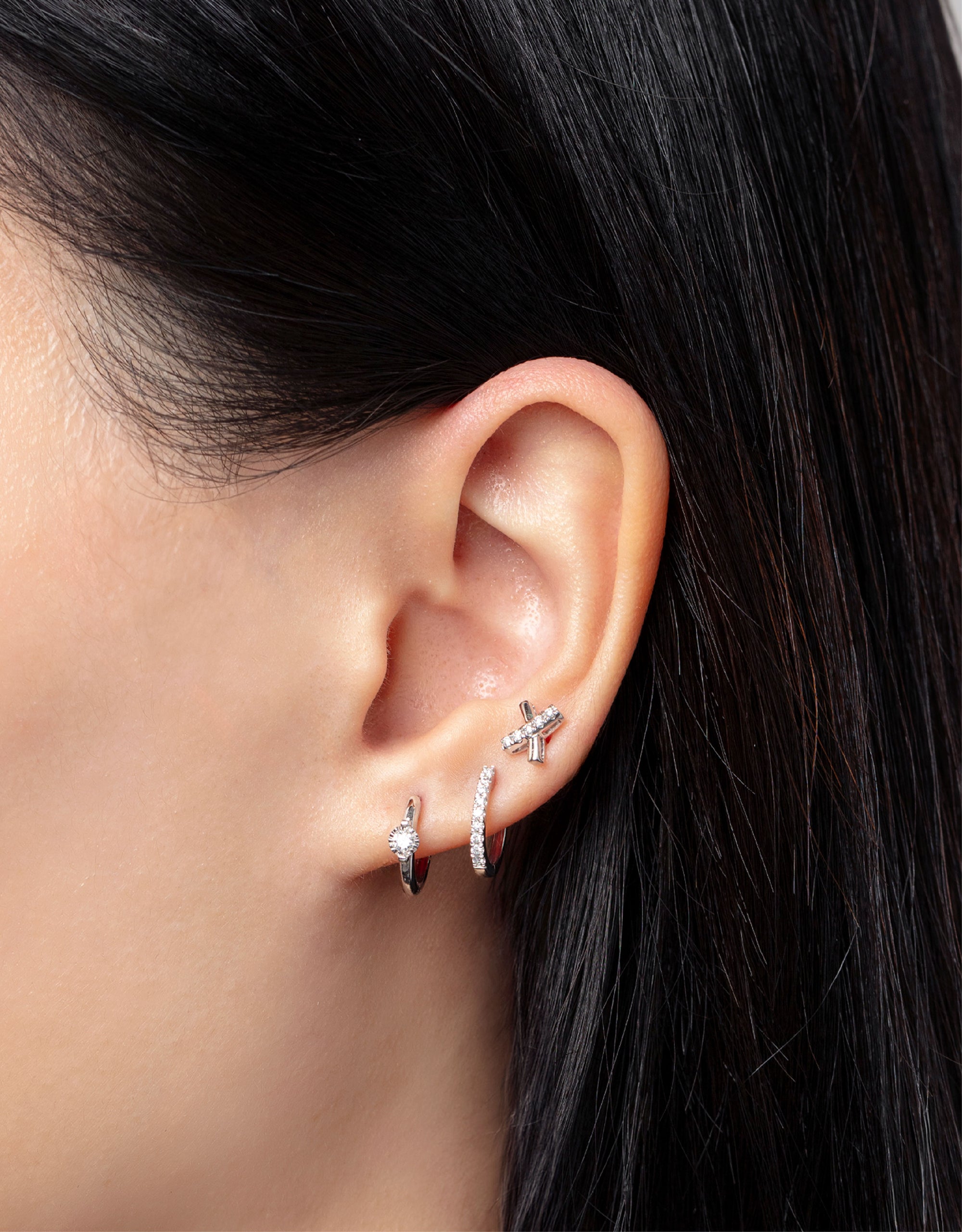 LVC Eterno Lune Diamond Hoop Earrings