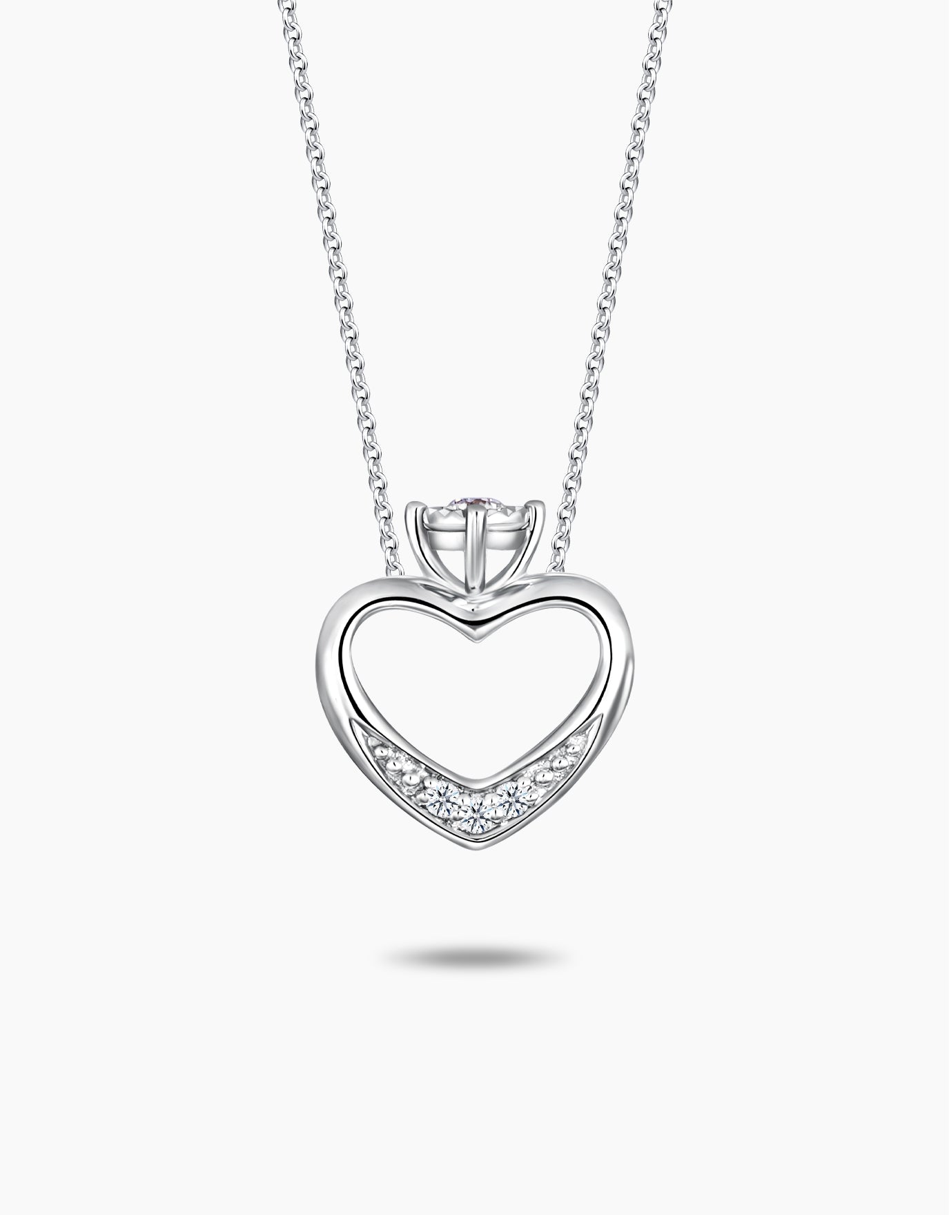 LVC Charmes Open Heart Mini Ring Diamond Pendant