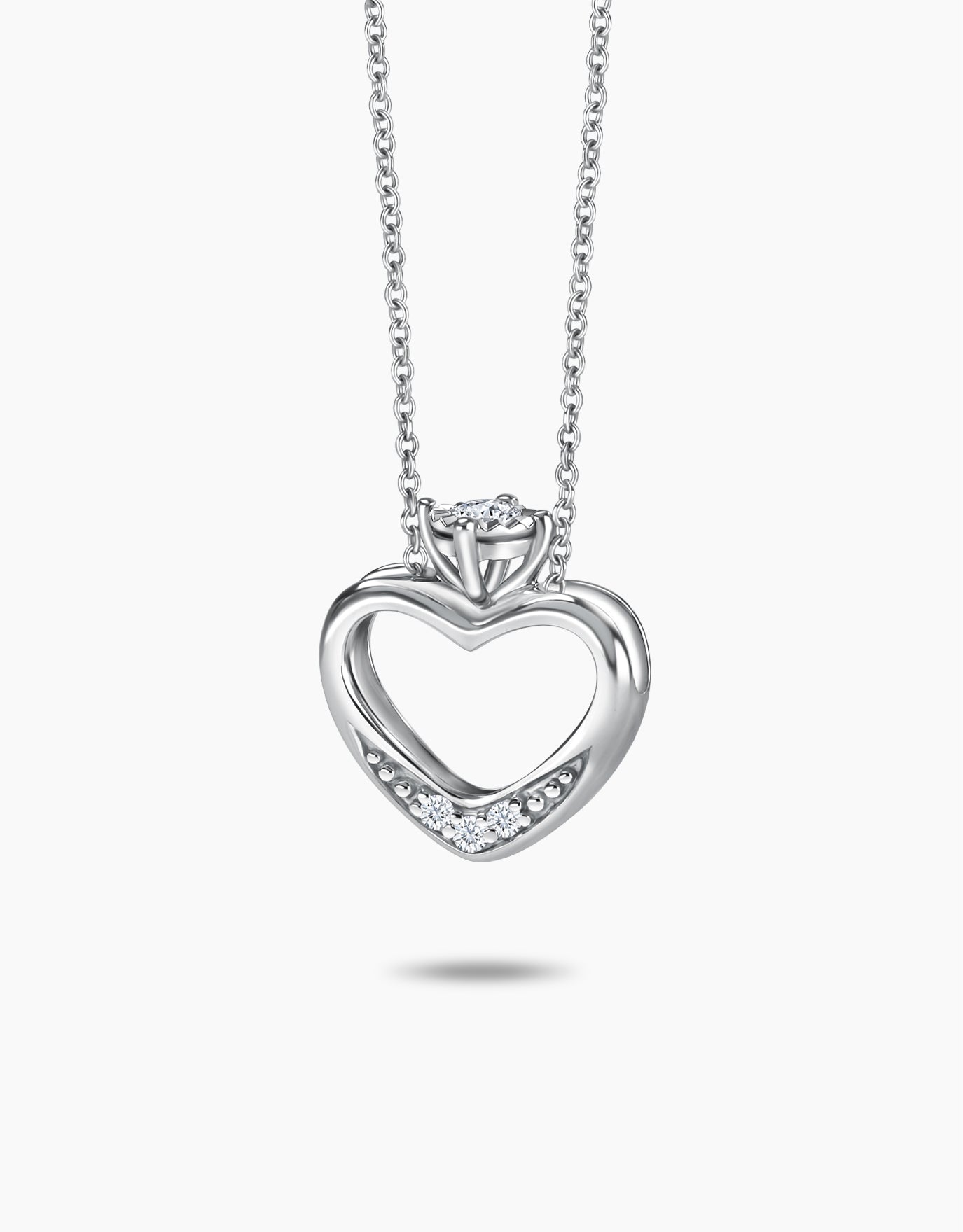 LVC Charmes Open Heart Mini Ring Diamond Pendant