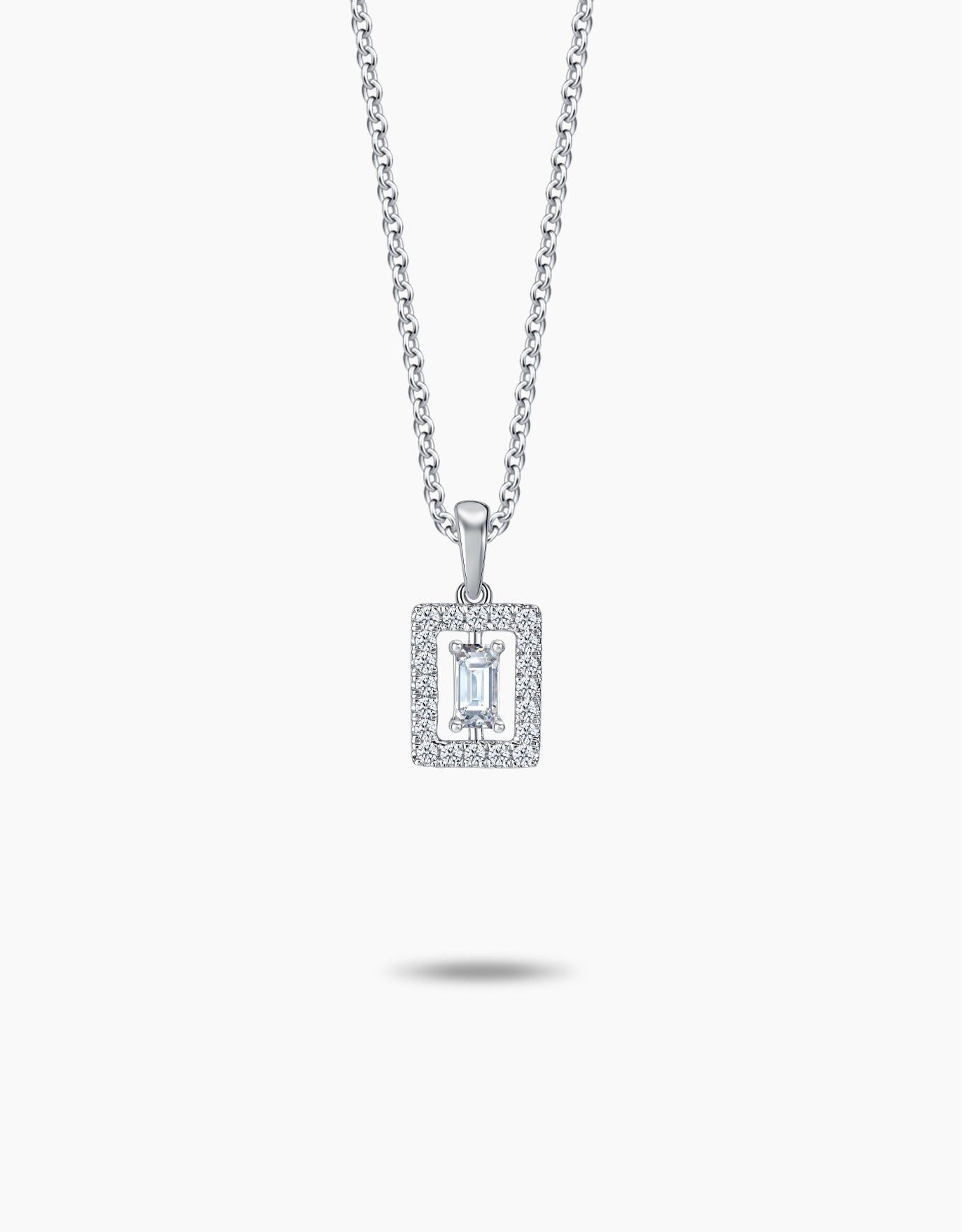 LVC Charmes Baguette Halo Diamond Pendant