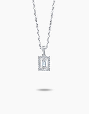 LVC Charmes Baguette Halo Diamond Pendant