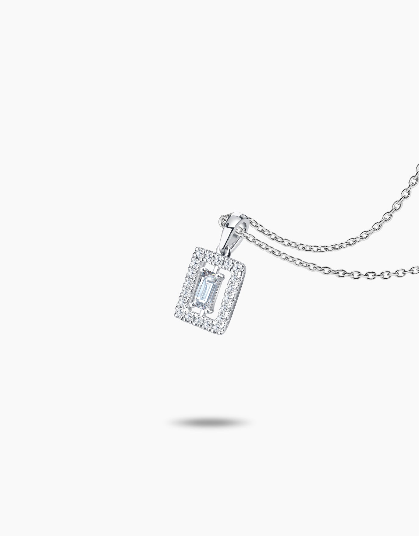 LVC Charmes Baguette Halo Diamond Pendant