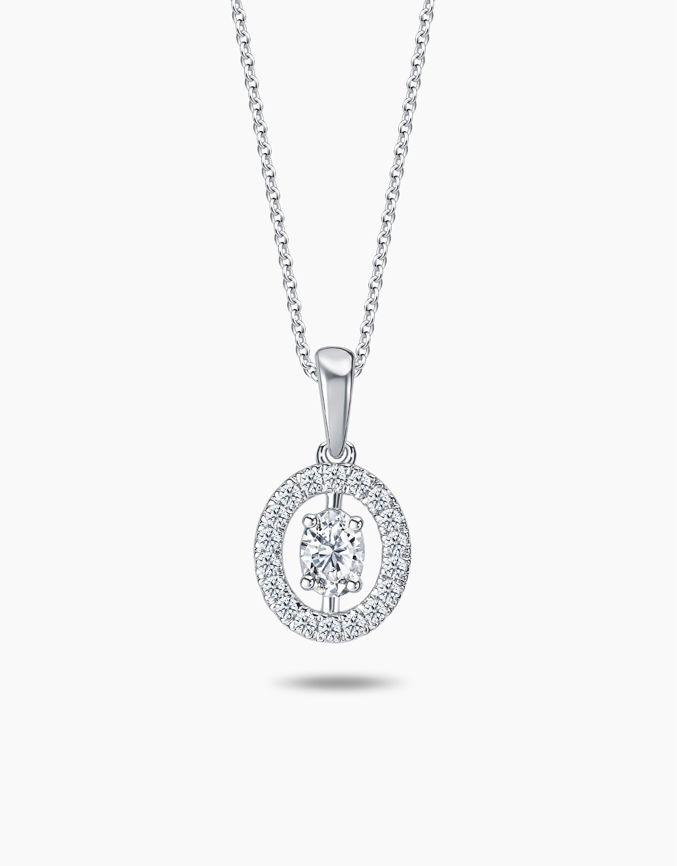 LVC Charmes Oval Halo Diamond Pendant