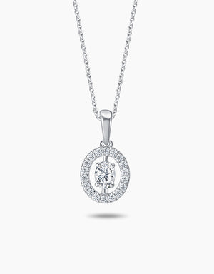 LVC Charmes Oval Halo Diamond Pendant