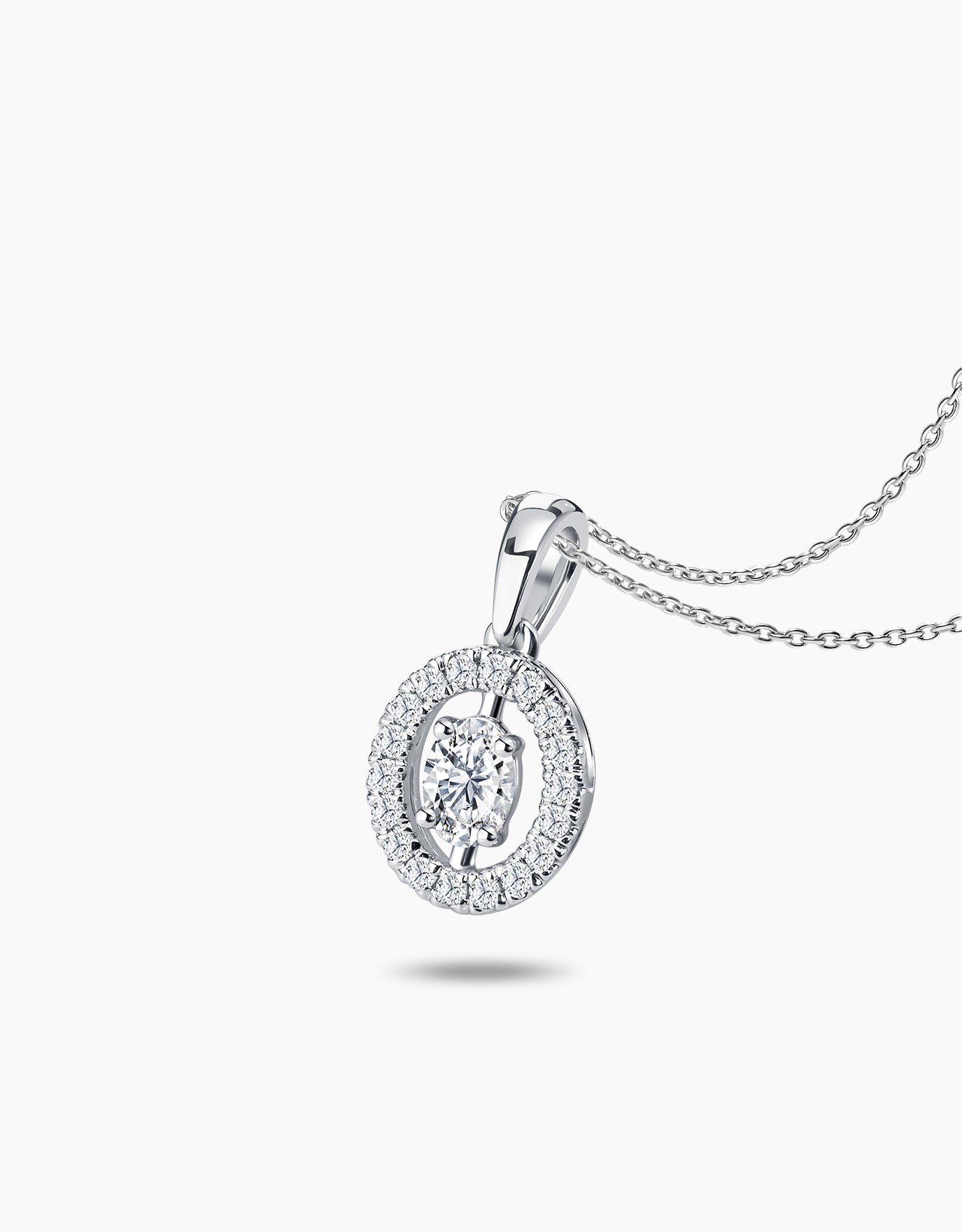 LVC Charmes Oval Halo Diamond Pendant