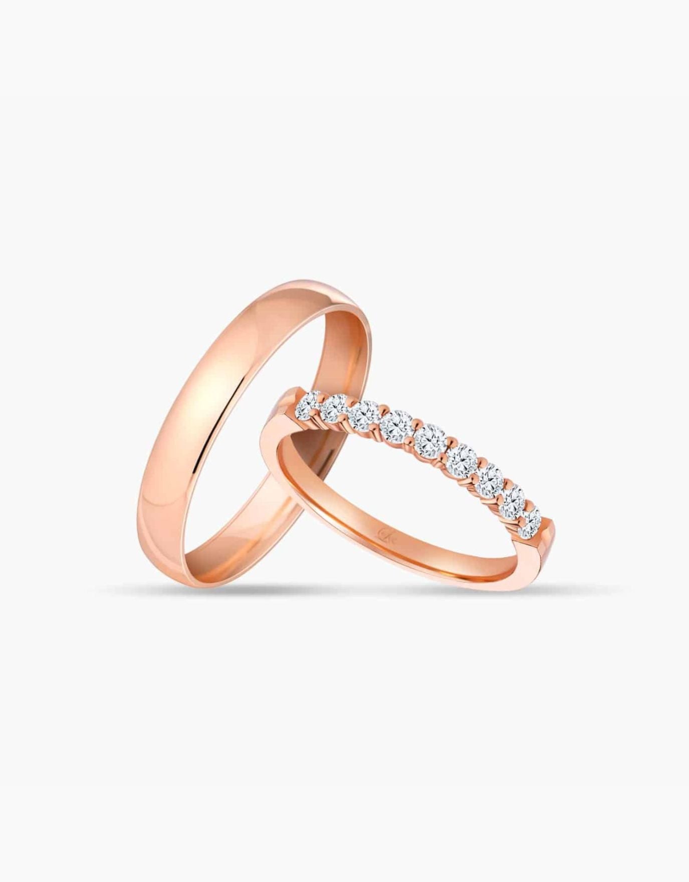 LVC Eterno Harmony Wedding Band in Rose Gold with Diamonds