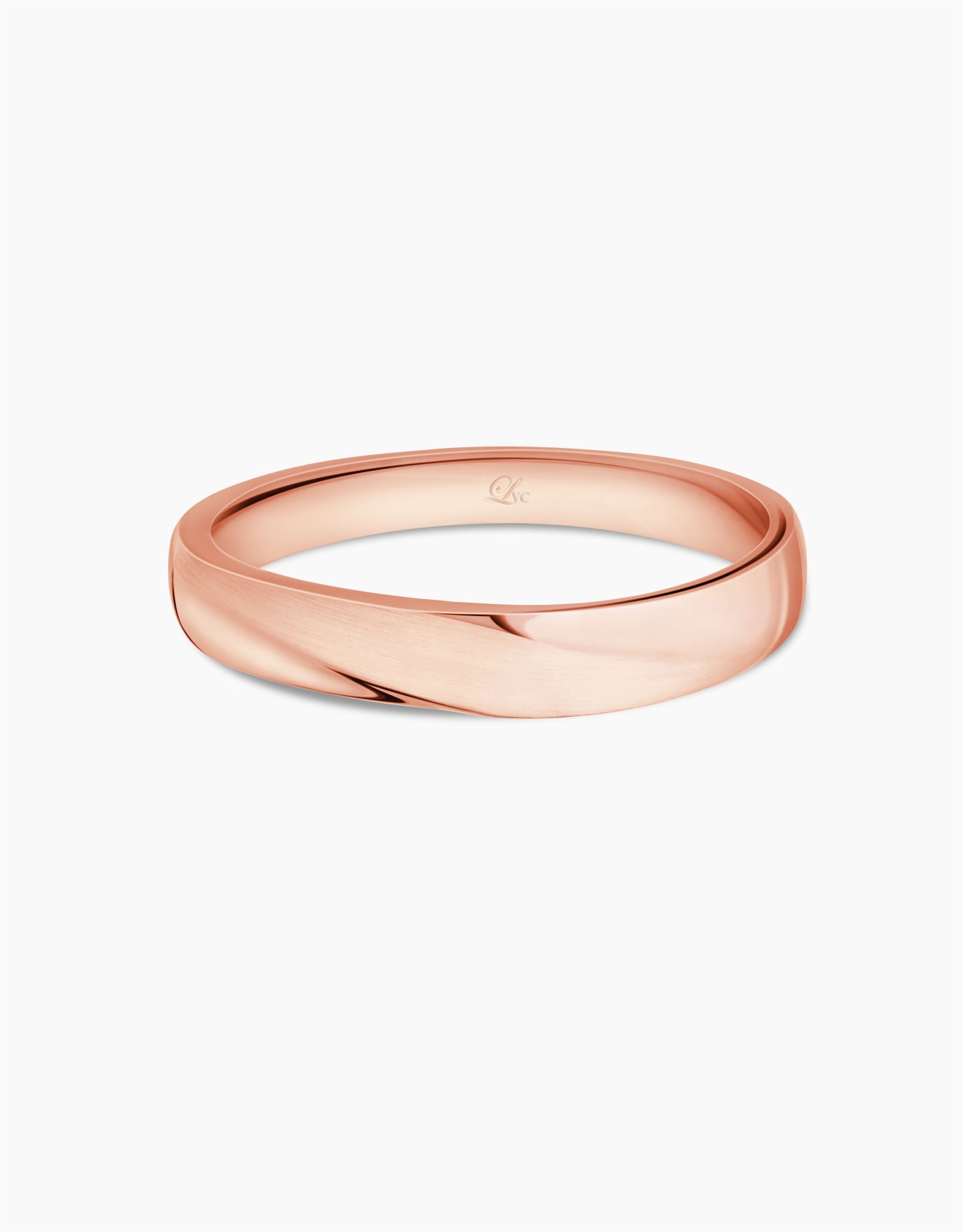 LVC Perfection Matte Curve Wedding Band in Rose Gold