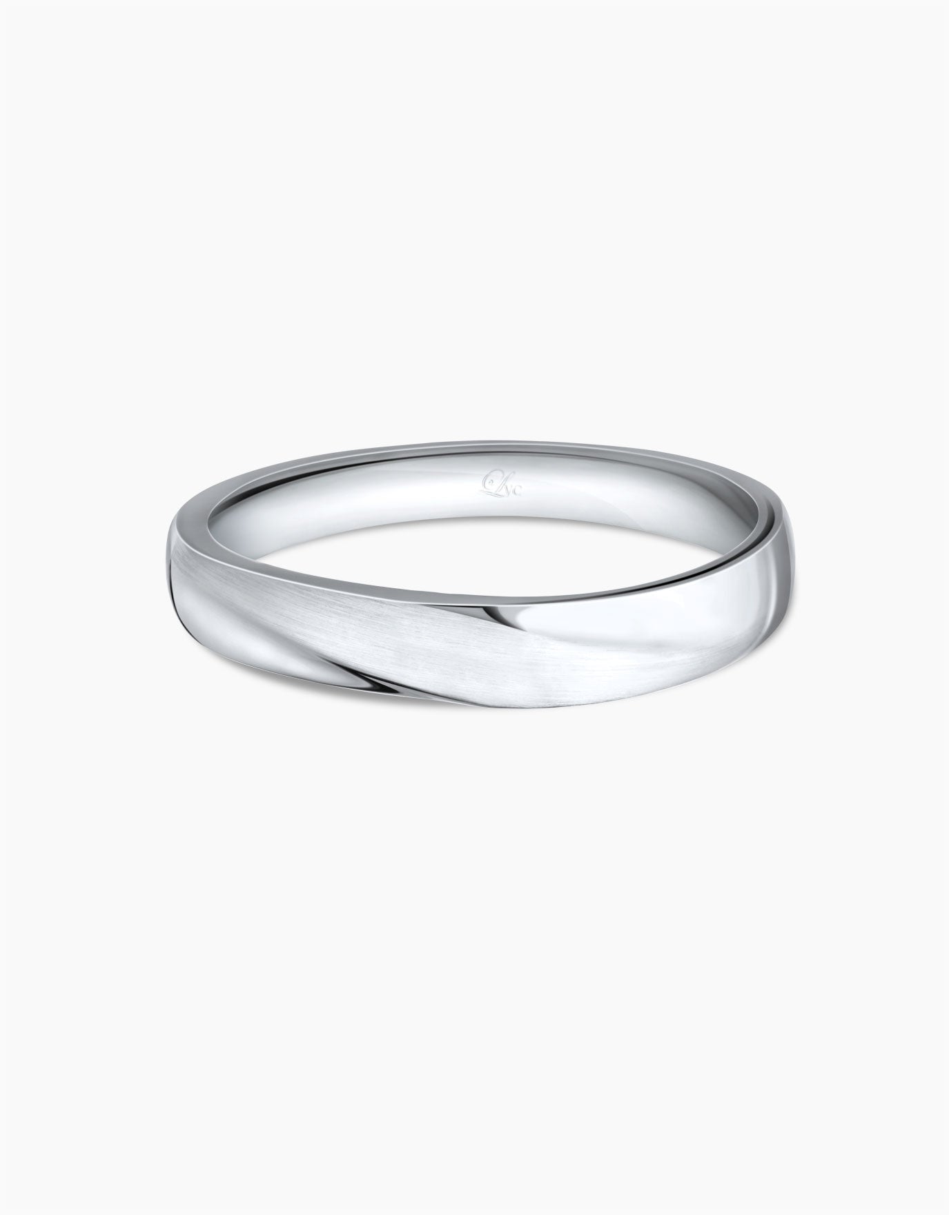 LVC Perfection Matte Curve Wedding Band in White Gold