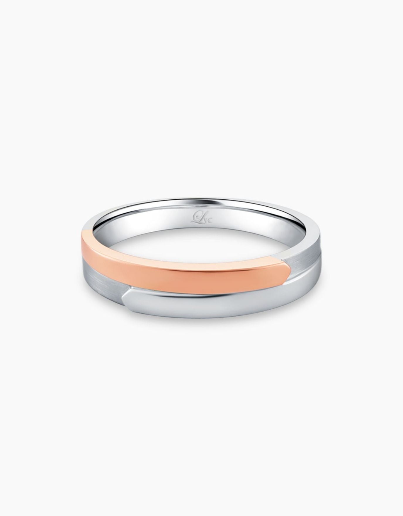 LVC Desirio Wedding Band in White Gold with Rose Gold Band