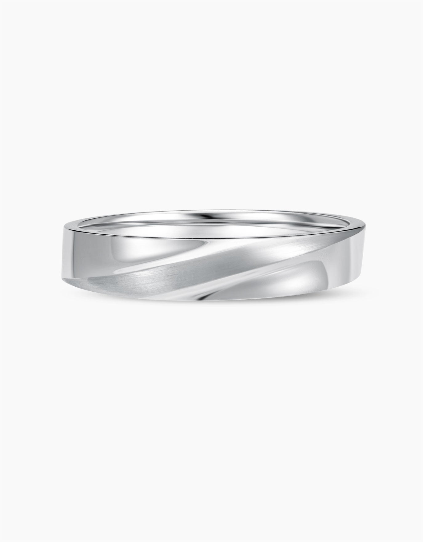 LVC Desirio Matte &amp; Glossy Fusion Wedding Band in White Gold