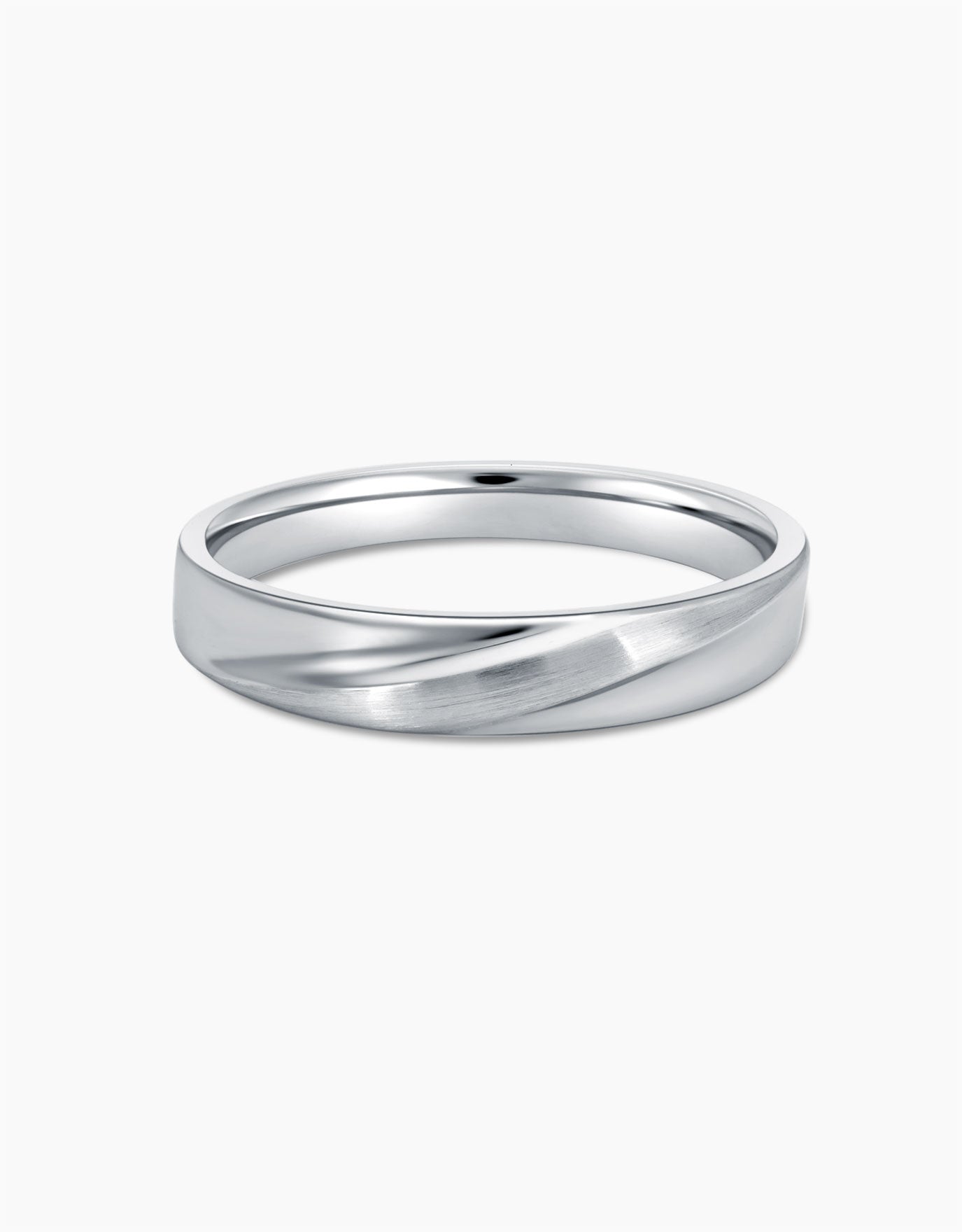 LVC Desirio Matte & Glossy Fusion Wedding Band in White Gold