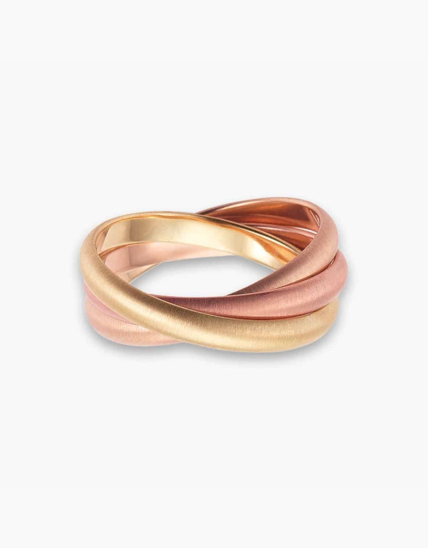 LVC Soleil Trinity Wedding Band in Yellow and Dual Rose Gold Tones