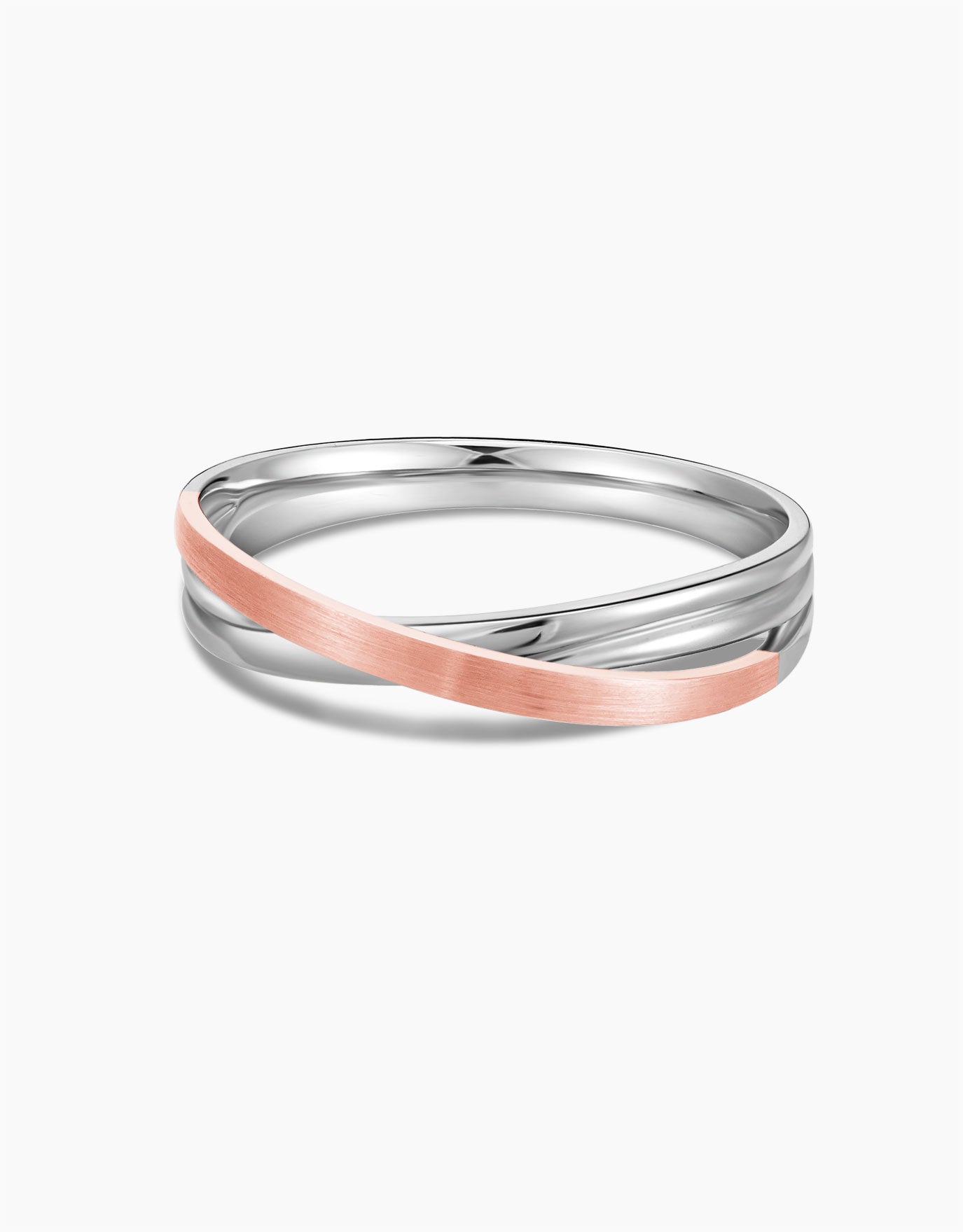LVC Desirio Harmony of Hearts Wedding Band in White and Rose Gold