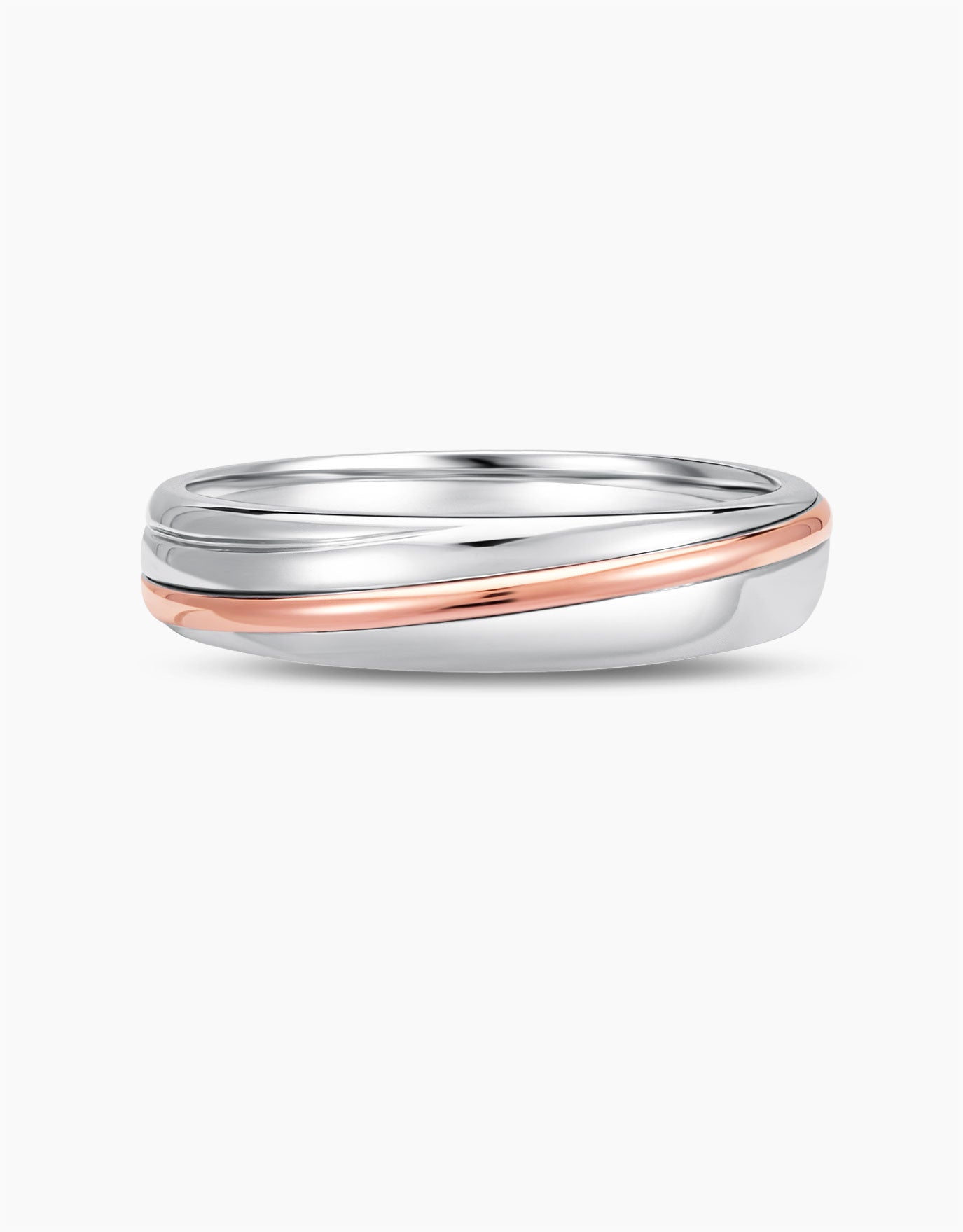 LVC Desirio Eternal Stripe Wedding Band in White and Rose Gold