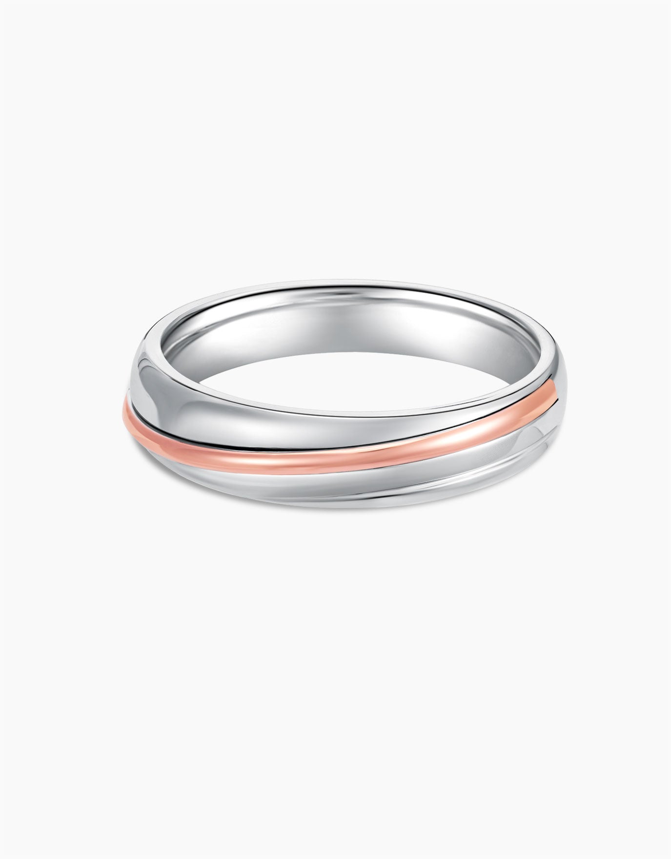 LVC Desirio Eternal Stripe Wedding Band in White and Rose Gold