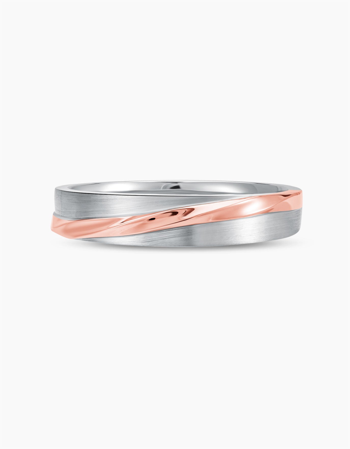 LVC Desirio Rose Embrace Wedding Band in White and Rose Gold