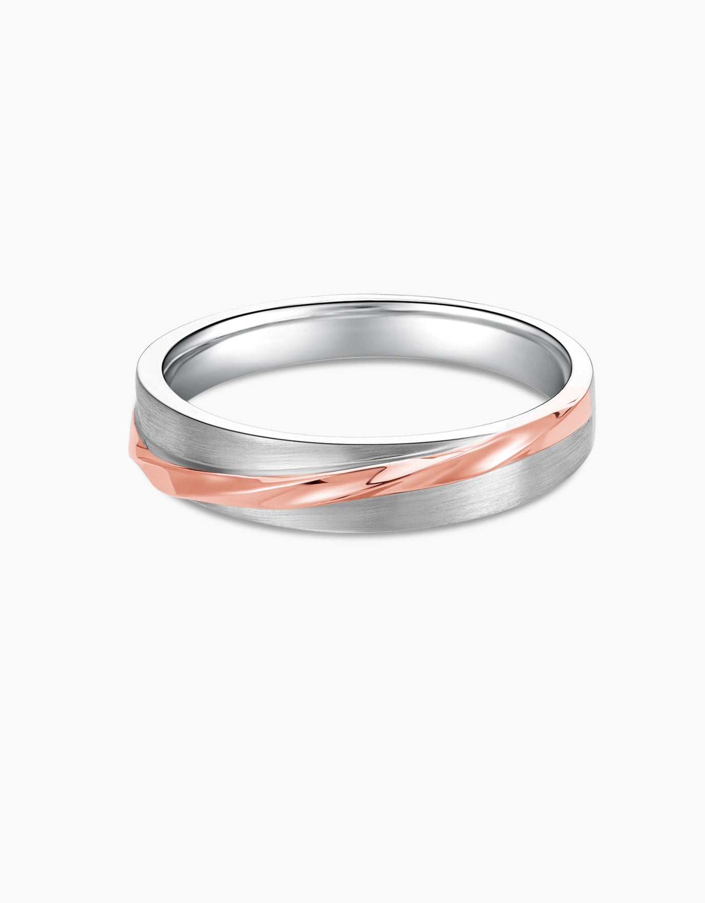 LVC Desirio Rose Embrace Wedding Band in White and Rose Gold